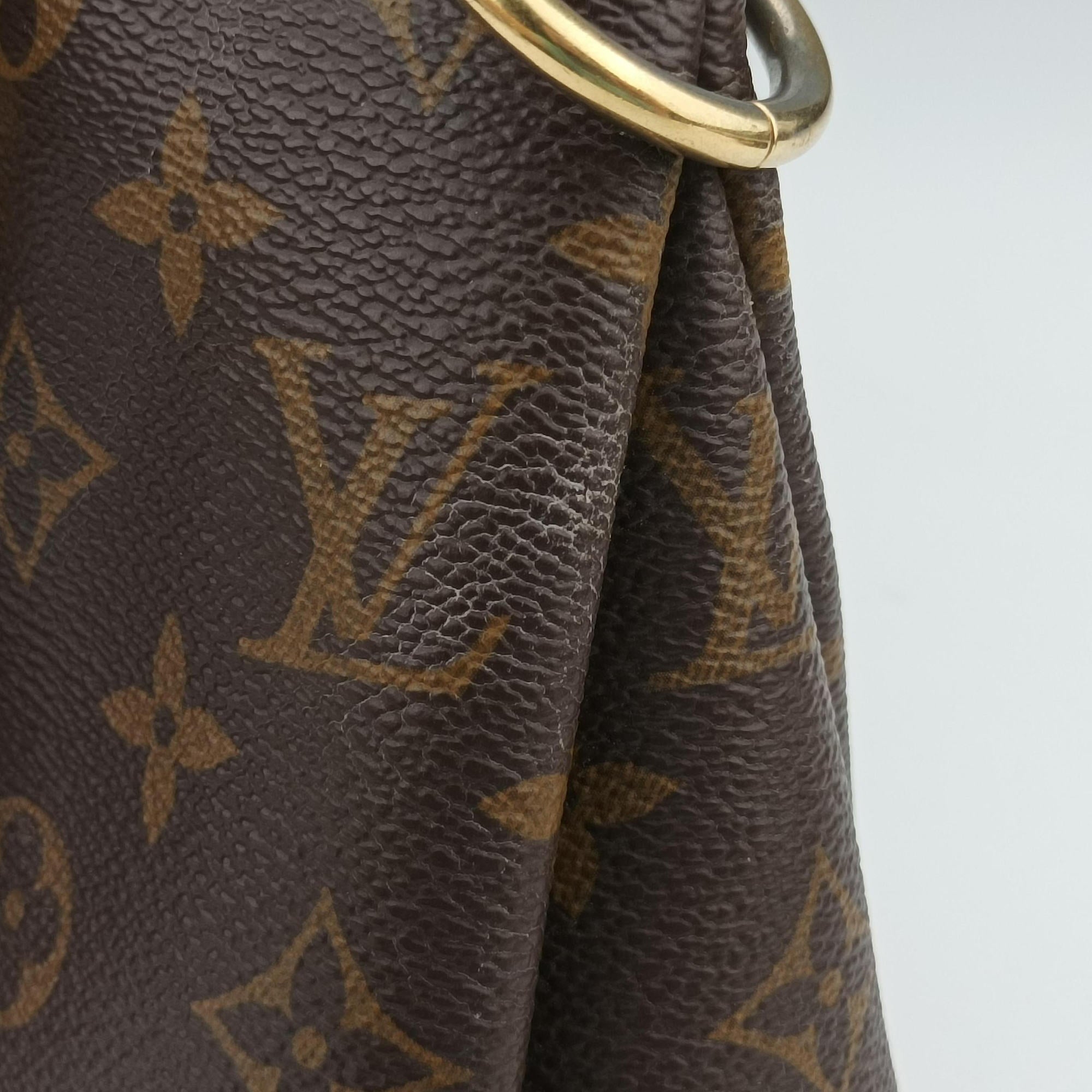 Pre-owned Louis Vuitton PALLAS brown×CERISE Monogram Canvas×calf leather M41175 shoulderbag | stylenewstar
