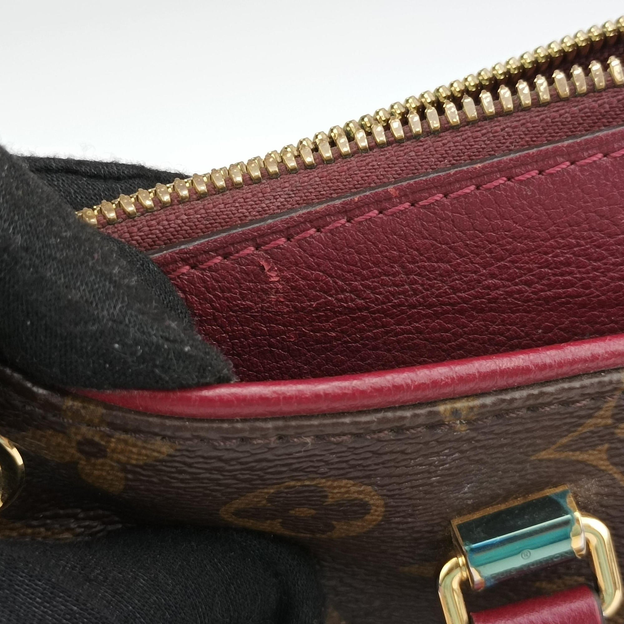 Pre-owned Louis Vuitton PALLAS brown×CERISE Monogram Canvas×calf leather M41175 shoulderbag | stylenewstar