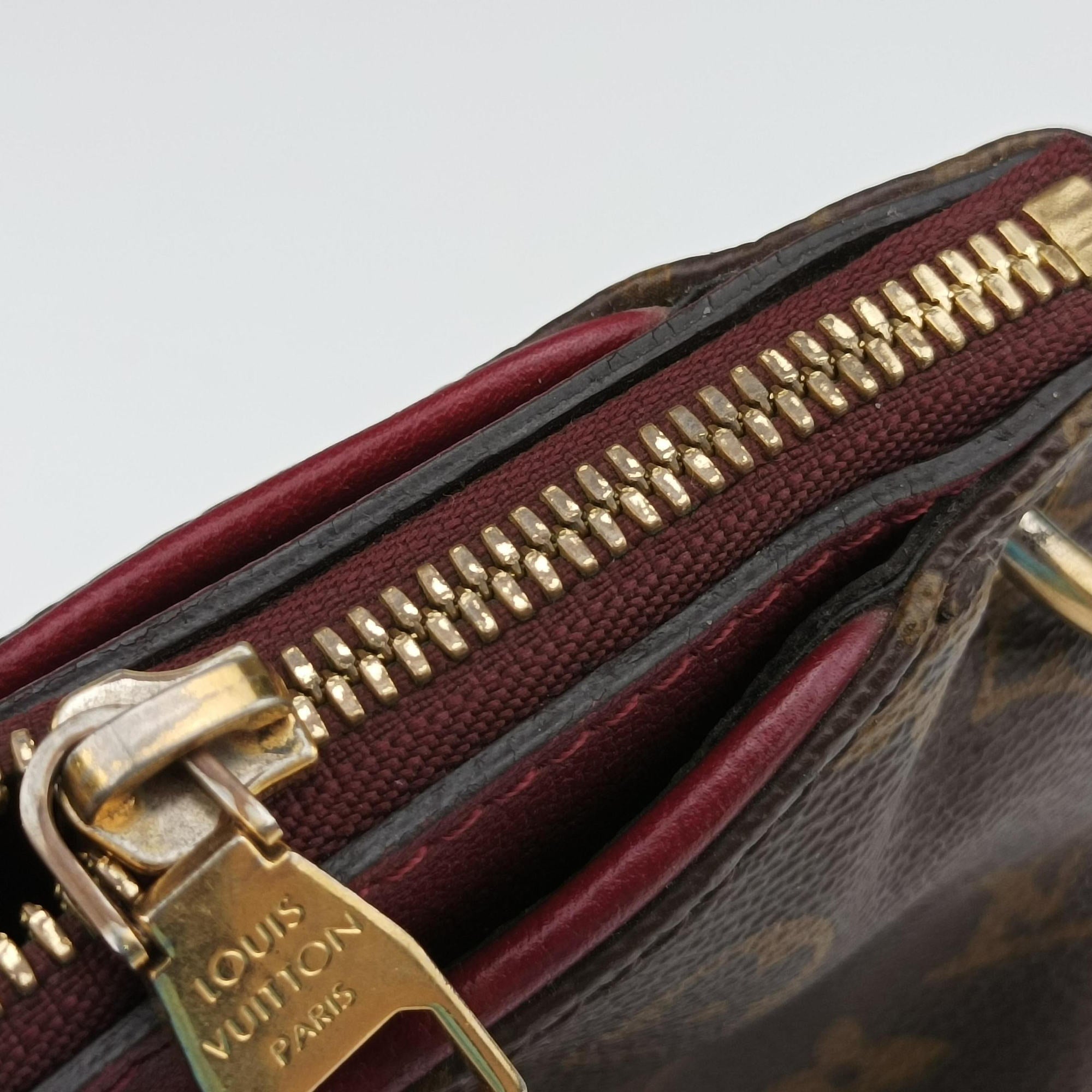 Pre-owned Louis Vuitton PALLAS brown×CERISE Monogram Canvas×calf leather M41175 shoulderbag | stylenewstar