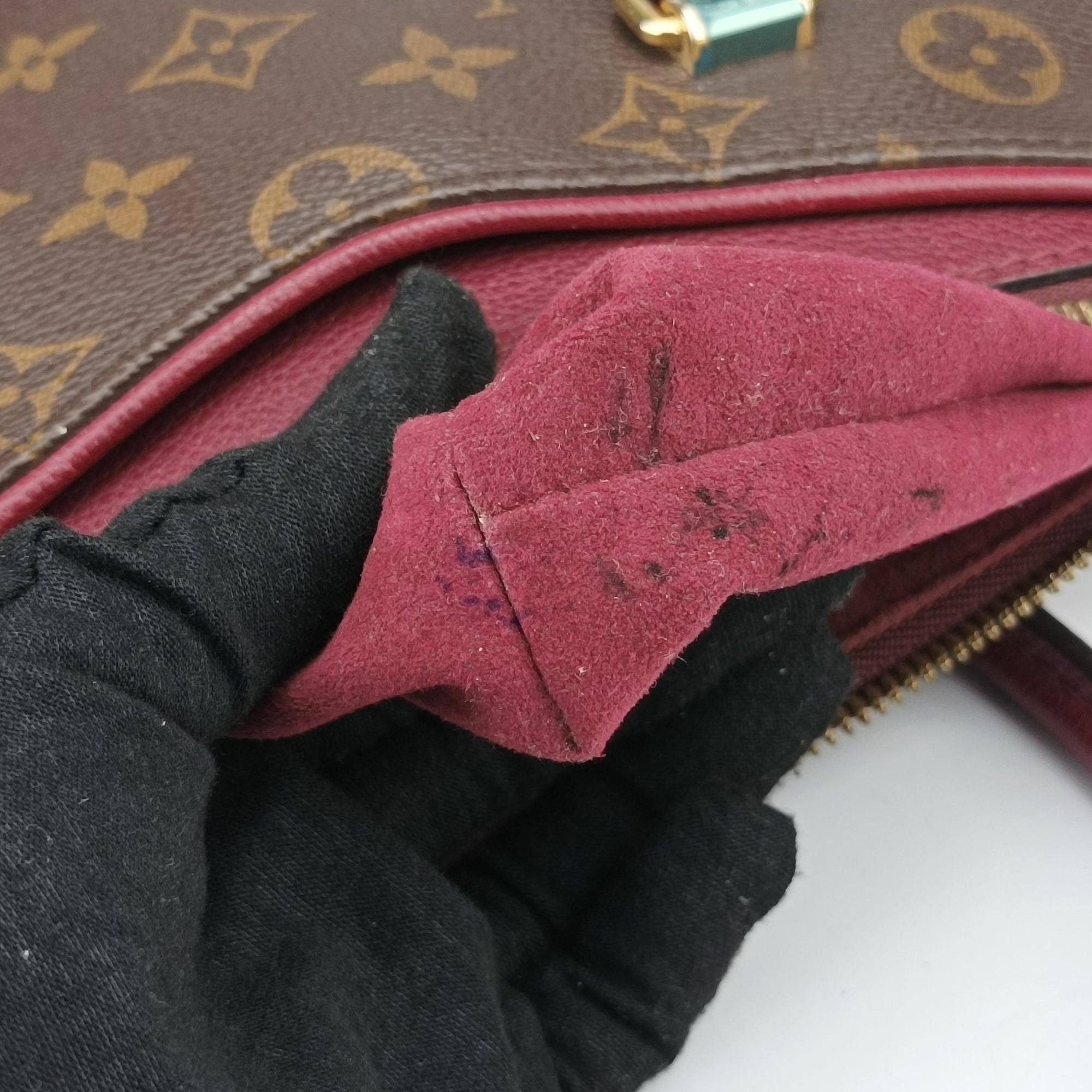 Pre-owned Louis Vuitton PALLAS brown×CERISE Monogram Canvas×calf leather M41175 shoulderbag | stylenewstar