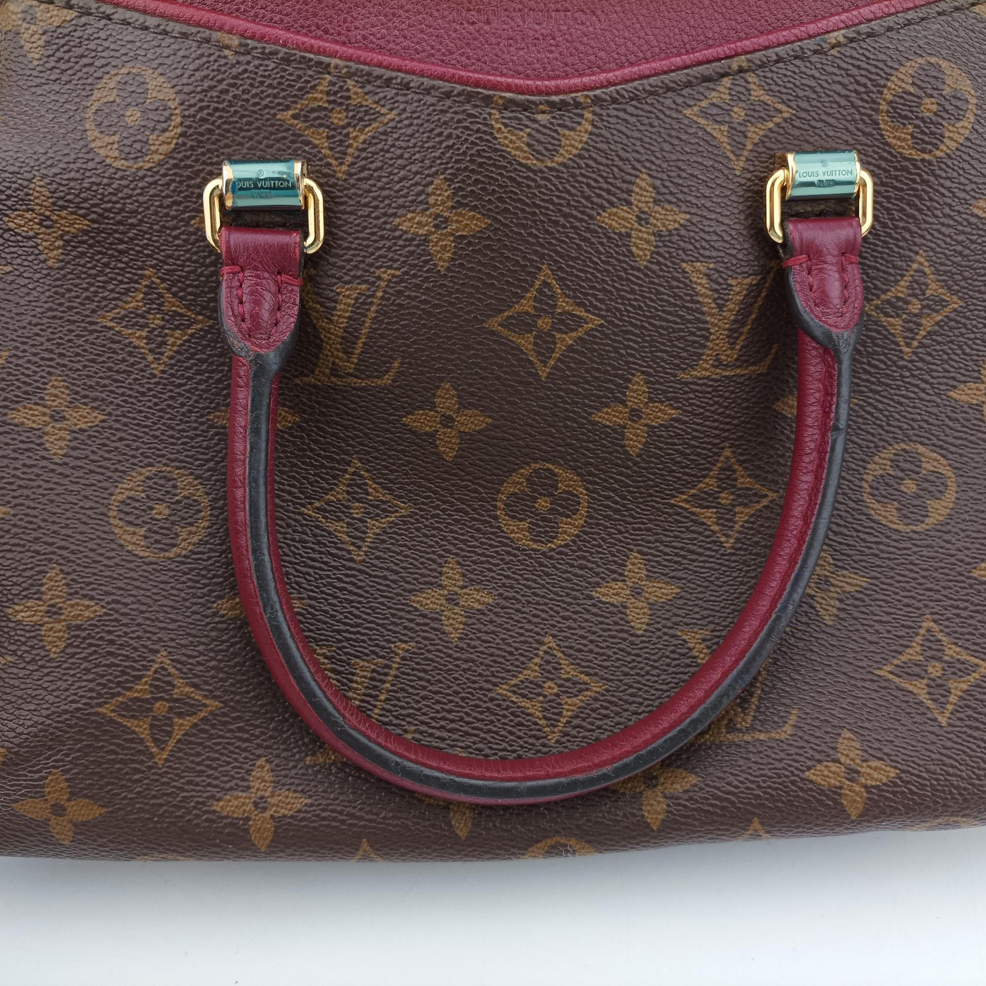 Pre-owned Louis Vuitton PALLAS brown×CERISE Monogram Canvas×calf leather M41175 shoulderbag | stylenewstar