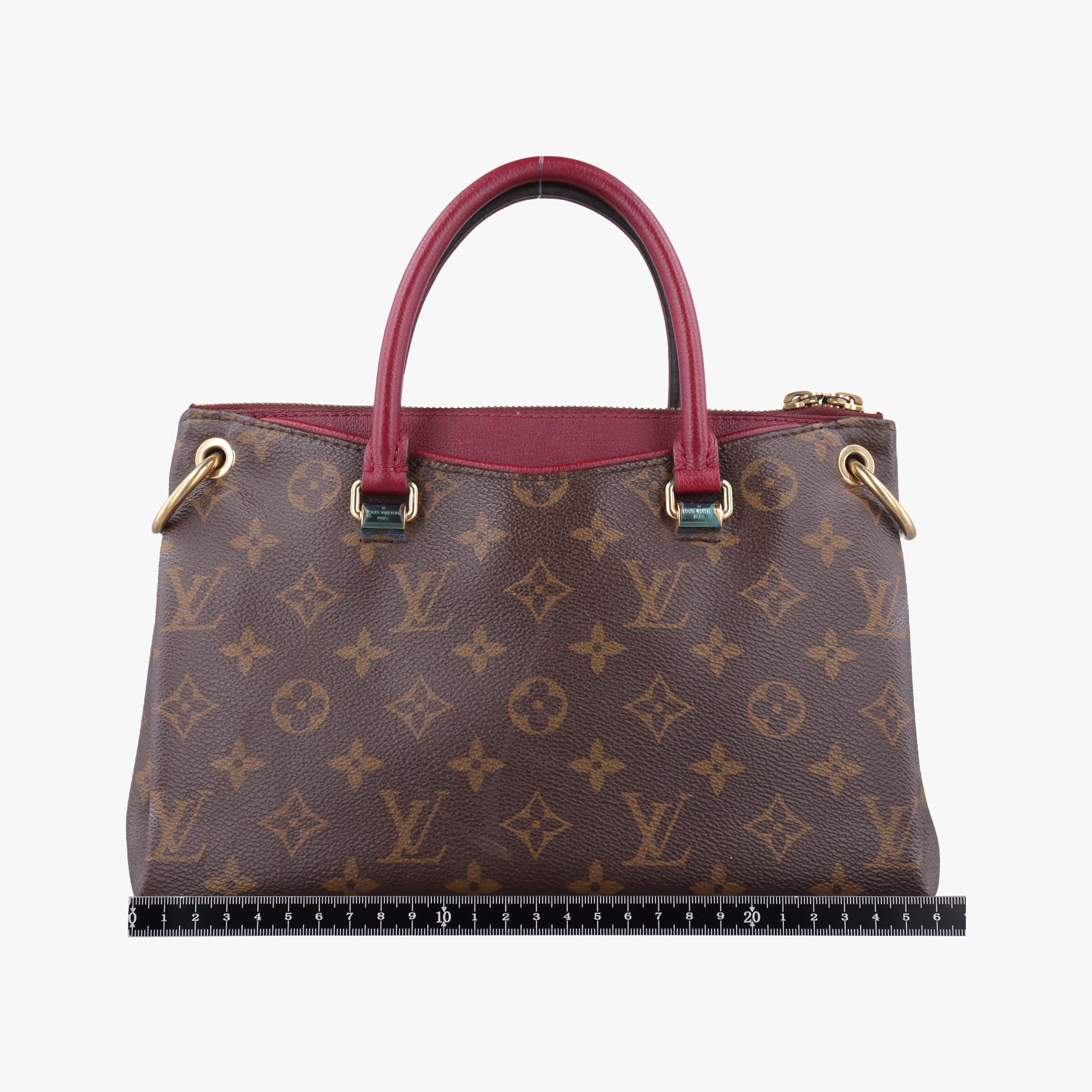 Pre-owned Louis Vuitton PALLAS brown×CERISE Monogram Canvas×calf leather M41175 shoulderbag | stylenewstar