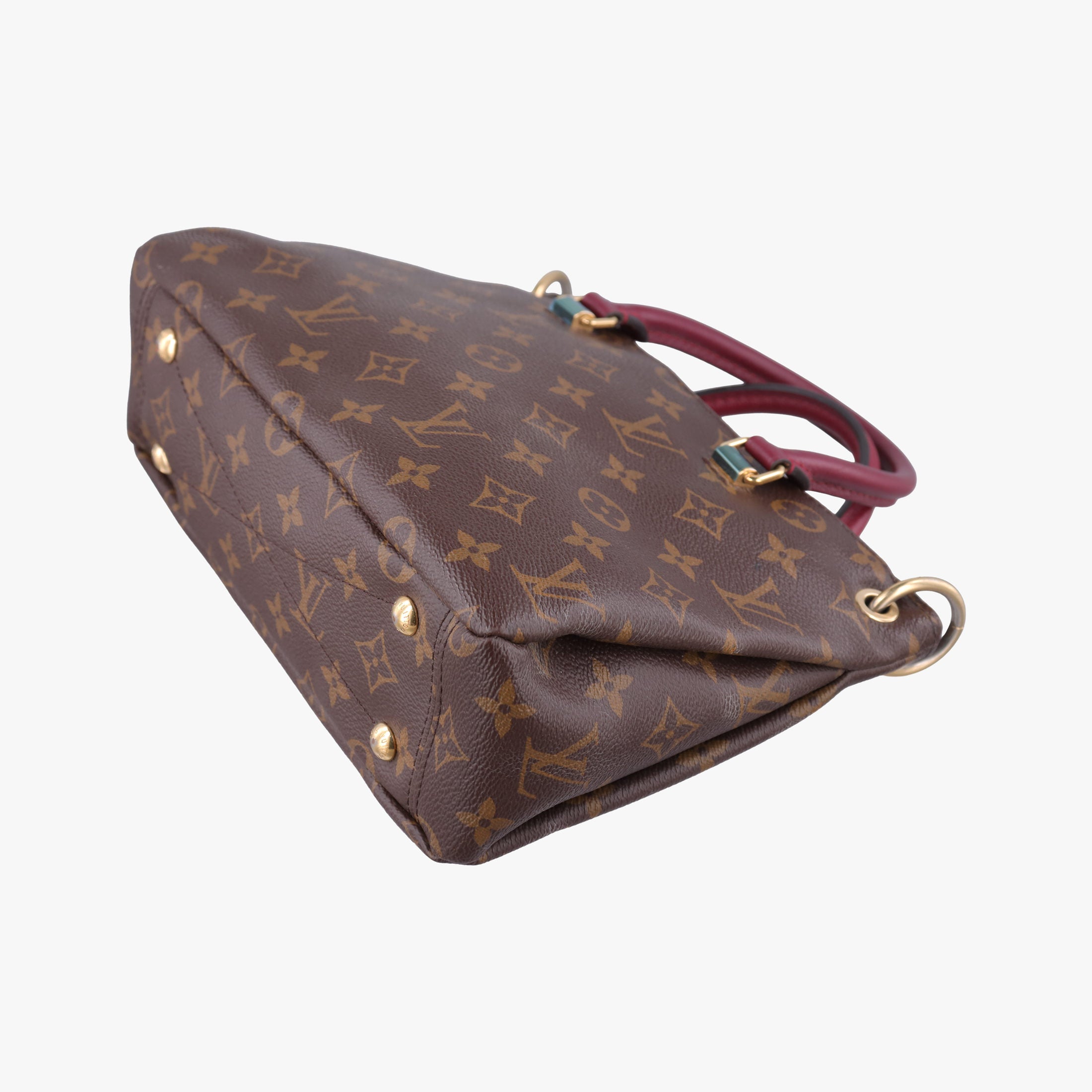 Pre-owned Louis Vuitton PALLAS brown×CERISE Monogram Canvas×calf leather M41175 shoulderbag | stylenewstar