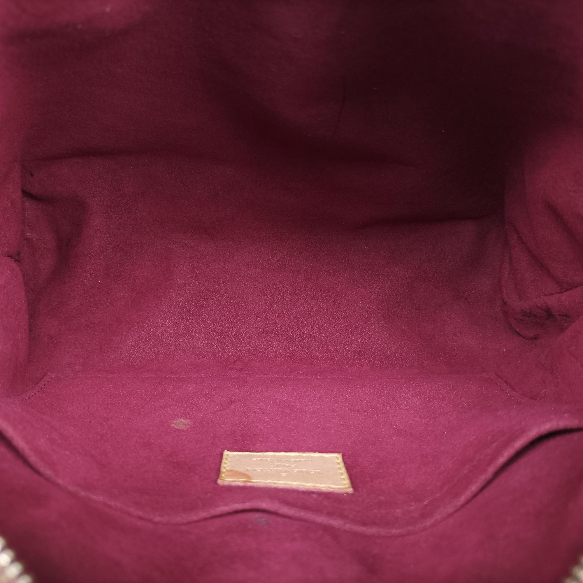 Pre-owned Louis Vuitton PALLAS brown×CERISE Monogram Canvas×calf leather M41175 shoulderbag | stylenewstar