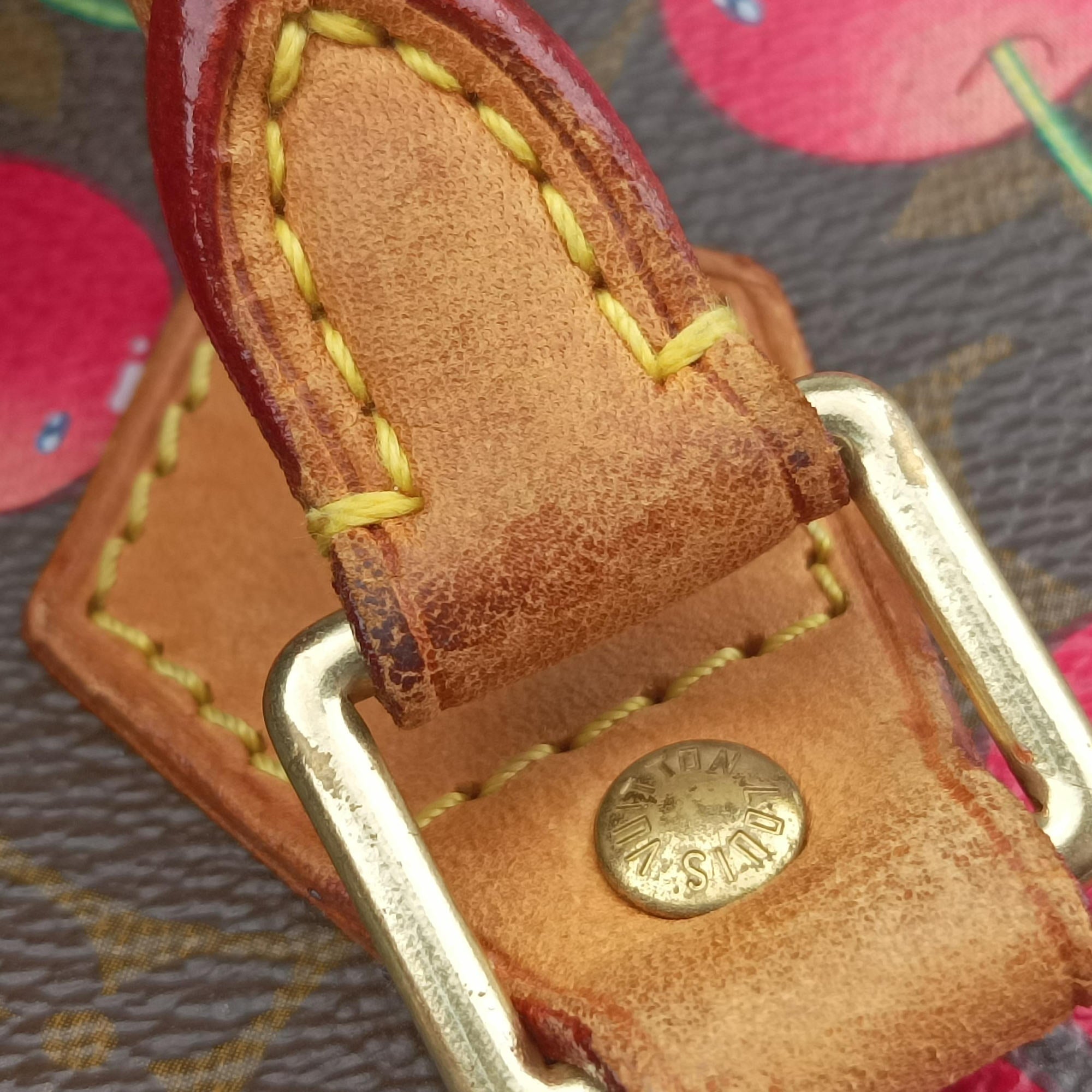 Pre-owned Louis Vuitton Cherry Sac Plat Brown×Cherry Print Monogram Canvas M95010 handbag | stylenewstar