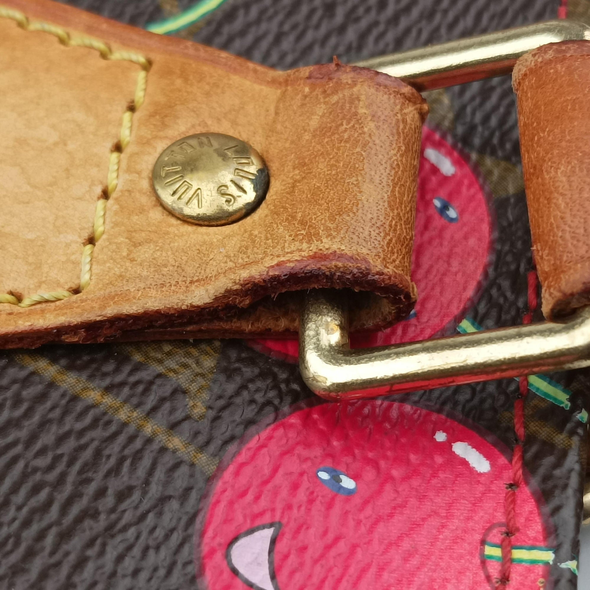 Pre-owned Louis Vuitton Cherry Sac Plat Brown×Cherry Print Monogram Canvas M95010 handbag | stylenewstar
