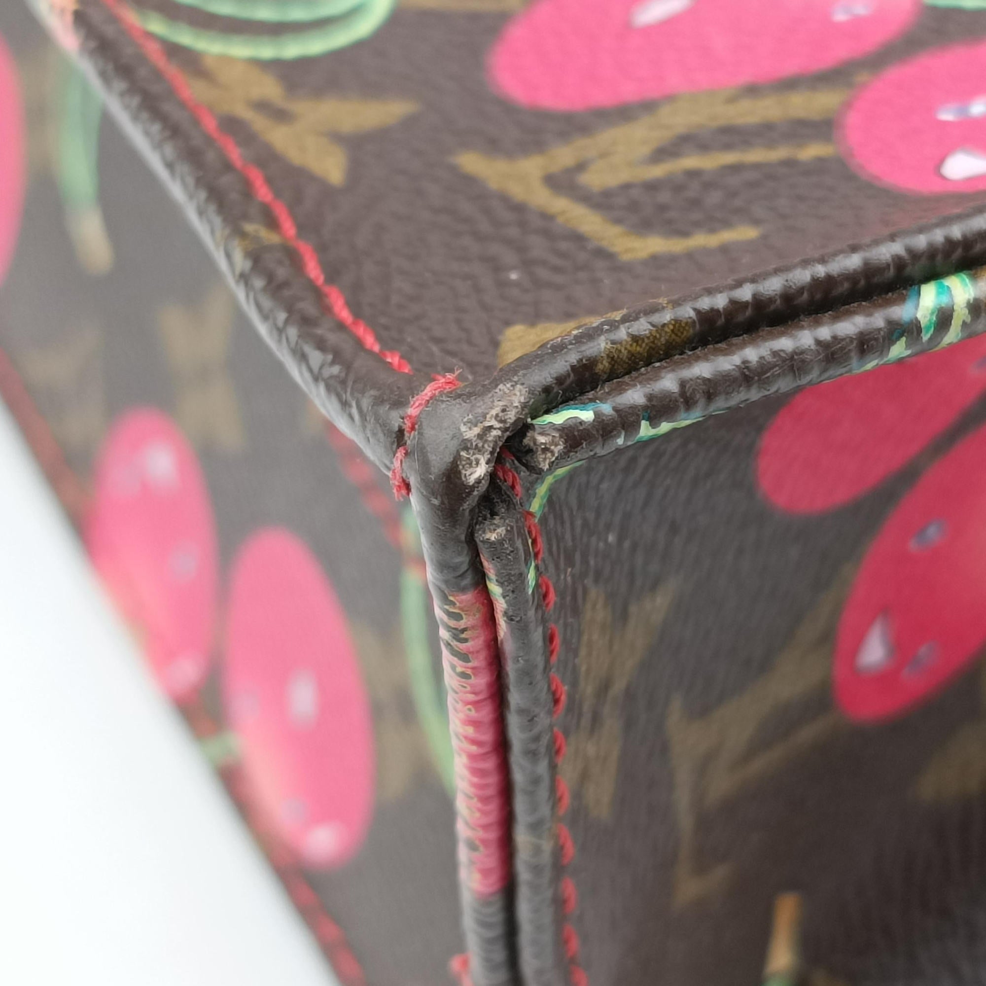 Pre-owned Louis Vuitton Cherry Sac Plat Brown×Cherry Print Monogram Canvas M95010 handbag | stylenewstar