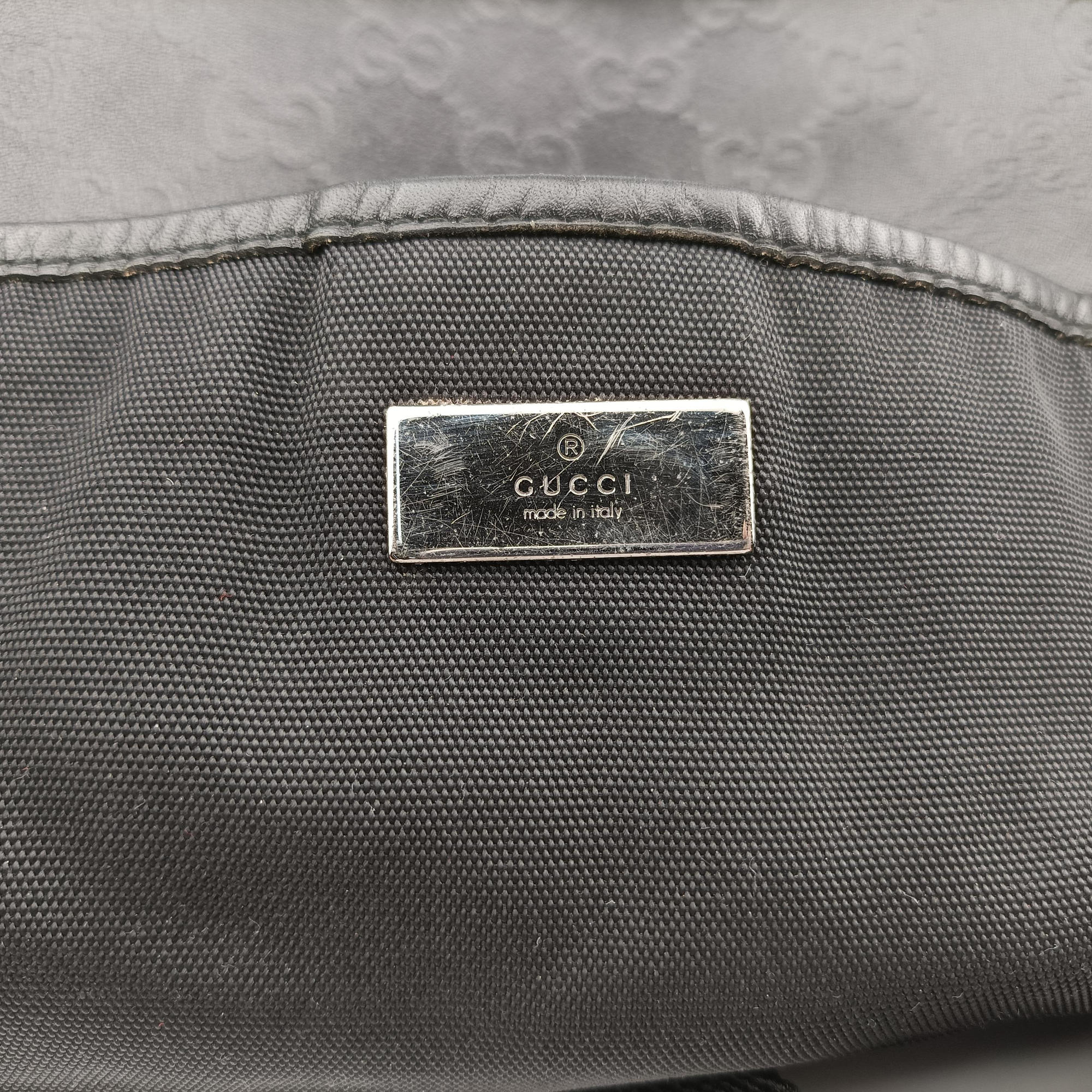 Pre-owned Gucci Guccissima Black canvas×leather 162783 shoulderbag | stylenewstar