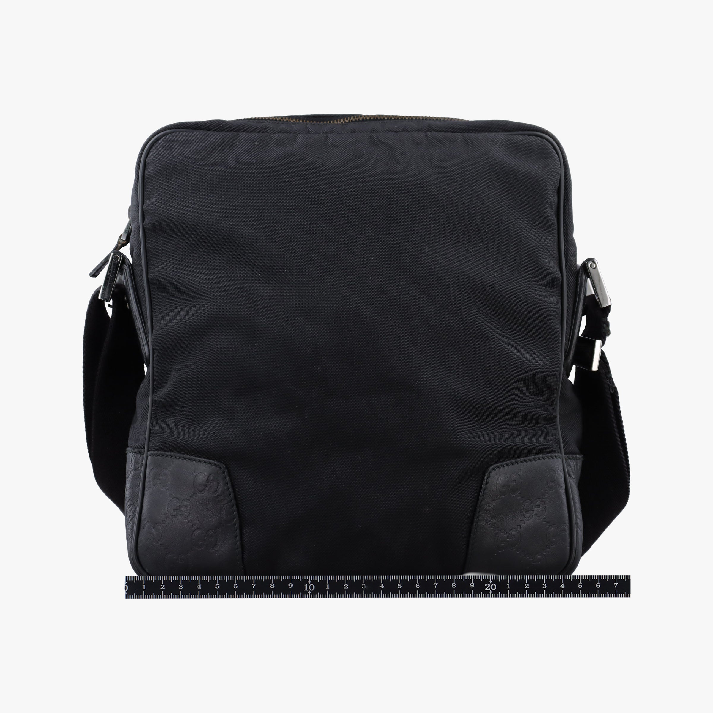 Pre-owned Gucci Guccissima Black canvas×leather 162783 shoulderbag | stylenewstar