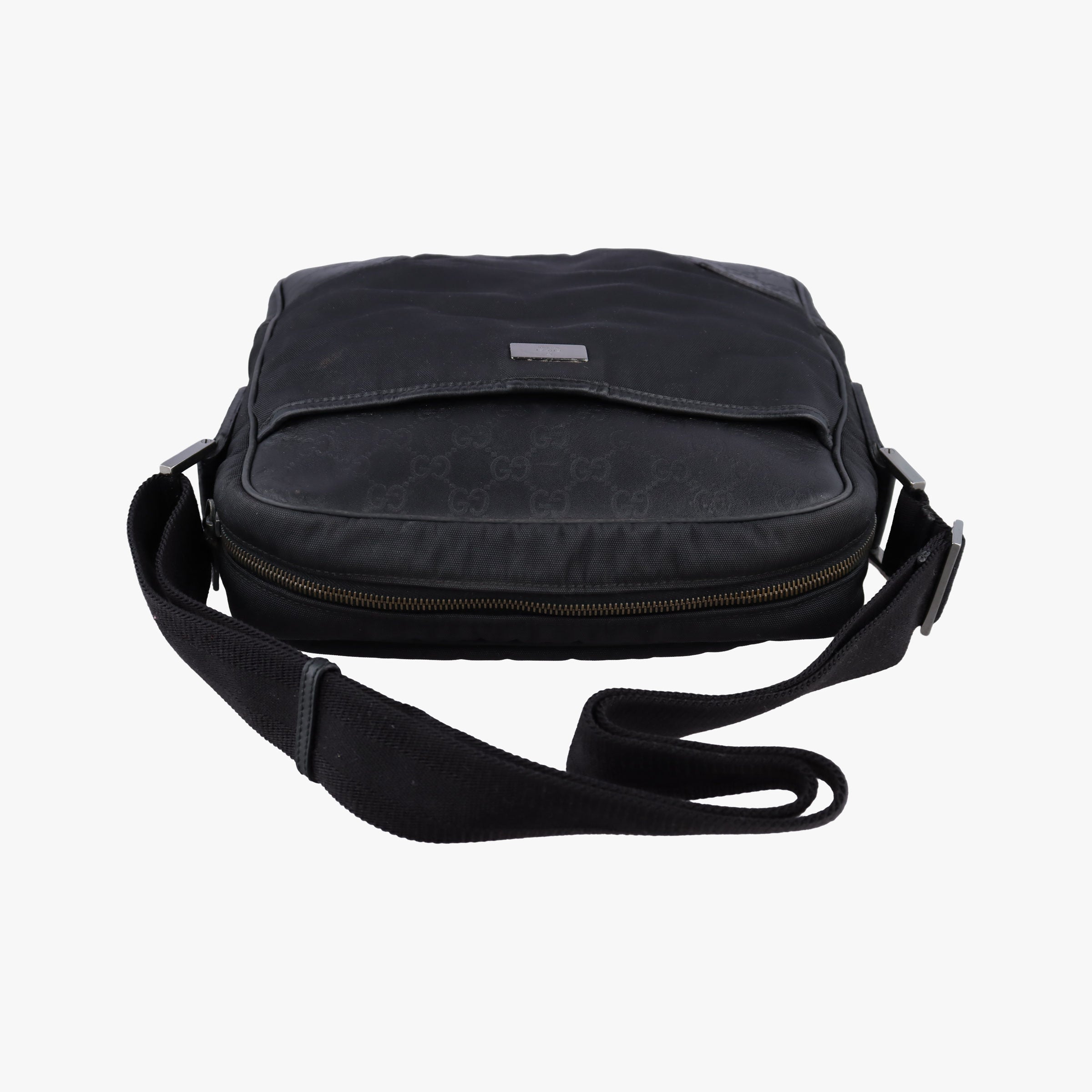 Pre-owned Gucci Guccissima Black canvas×leather 162783 shoulderbag | stylenewstar