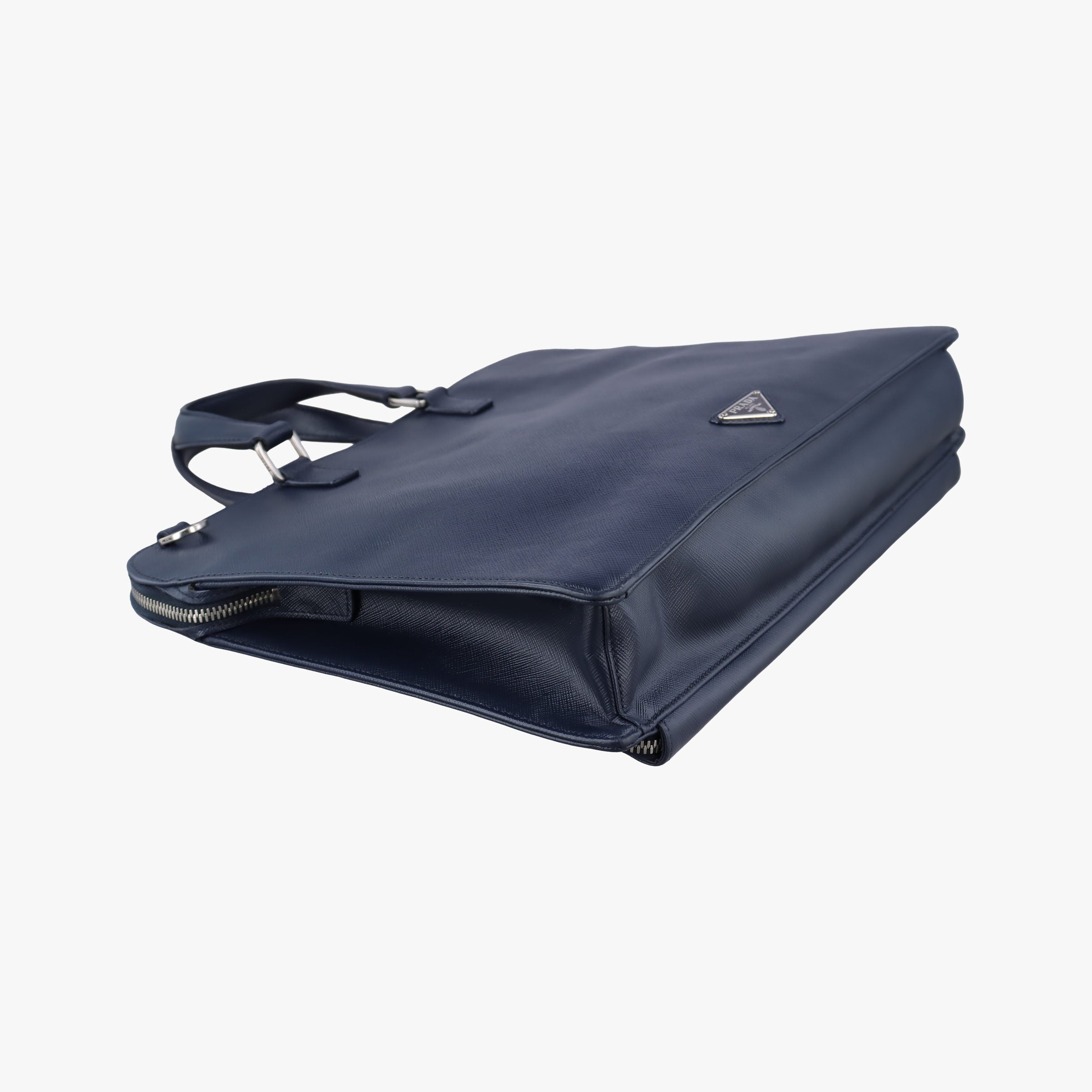 Pre-owned Prada Triangle Logo Plate Navy Saffiano Leather  shoulderbag | stylenewstar