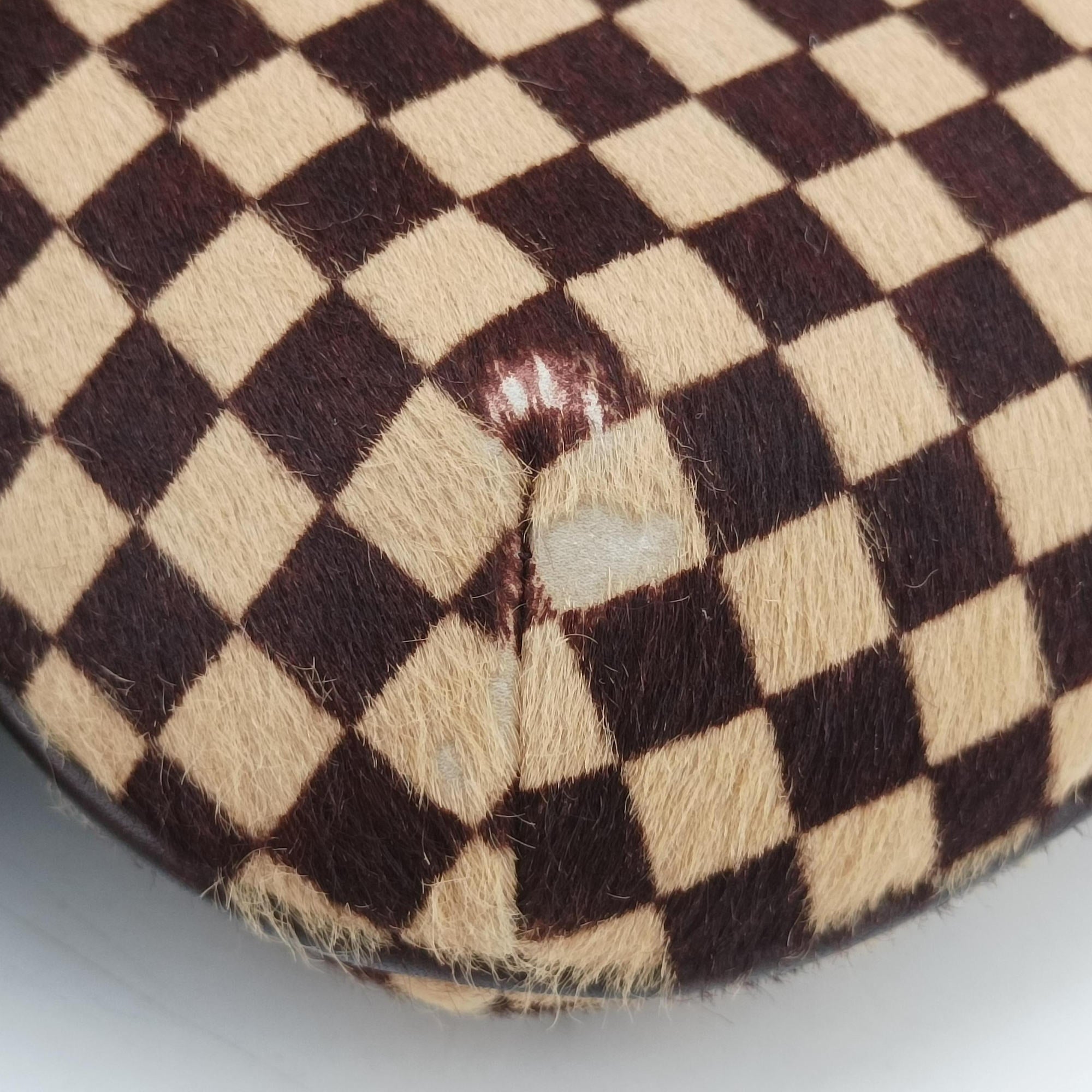 Pre-owned Louis Vuitton Damier Sauvage Brown×Beige Ponyhair M92132 handbag | stylenewstar