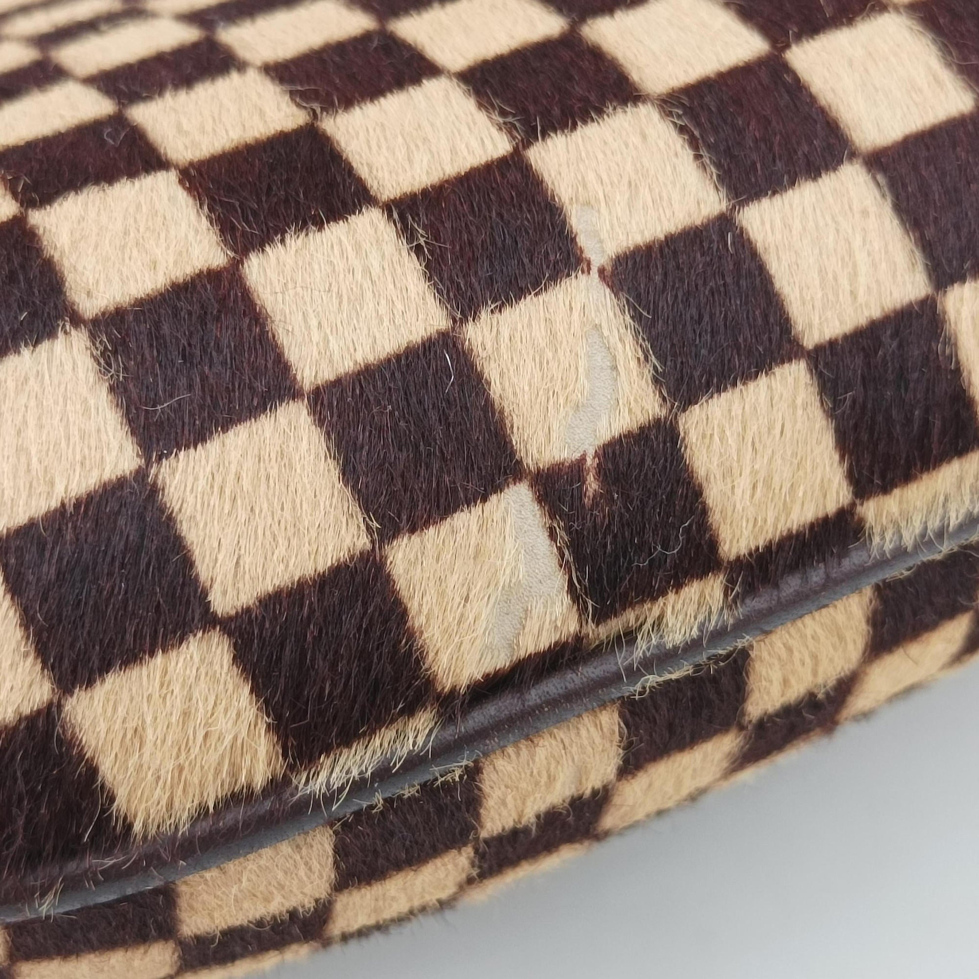 Pre-owned Louis Vuitton Damier Sauvage Brown×Beige Ponyhair M92132 handbag | stylenewstar