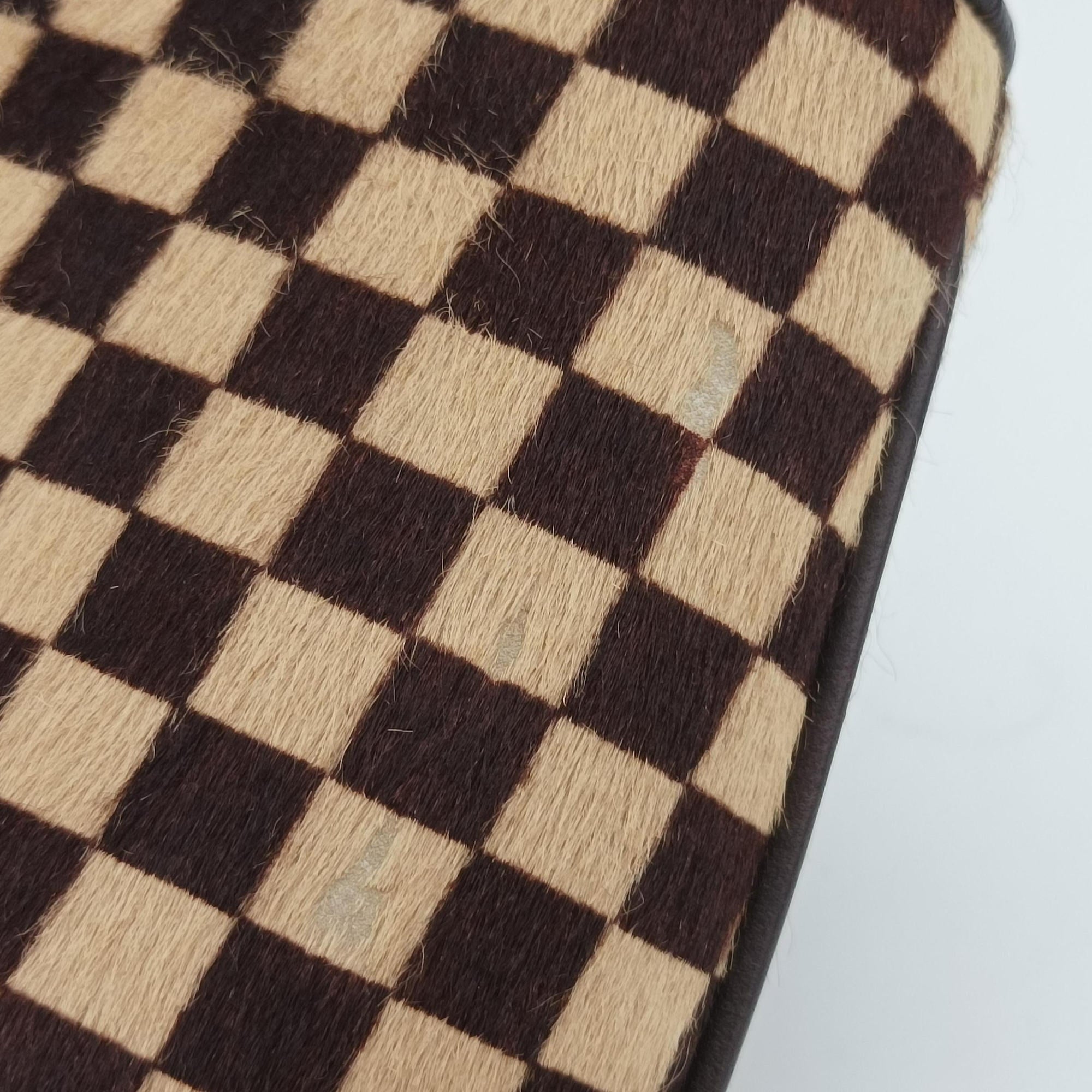 Pre-owned Louis Vuitton Damier Sauvage Brown×Beige Ponyhair M92132 handbag | stylenewstar