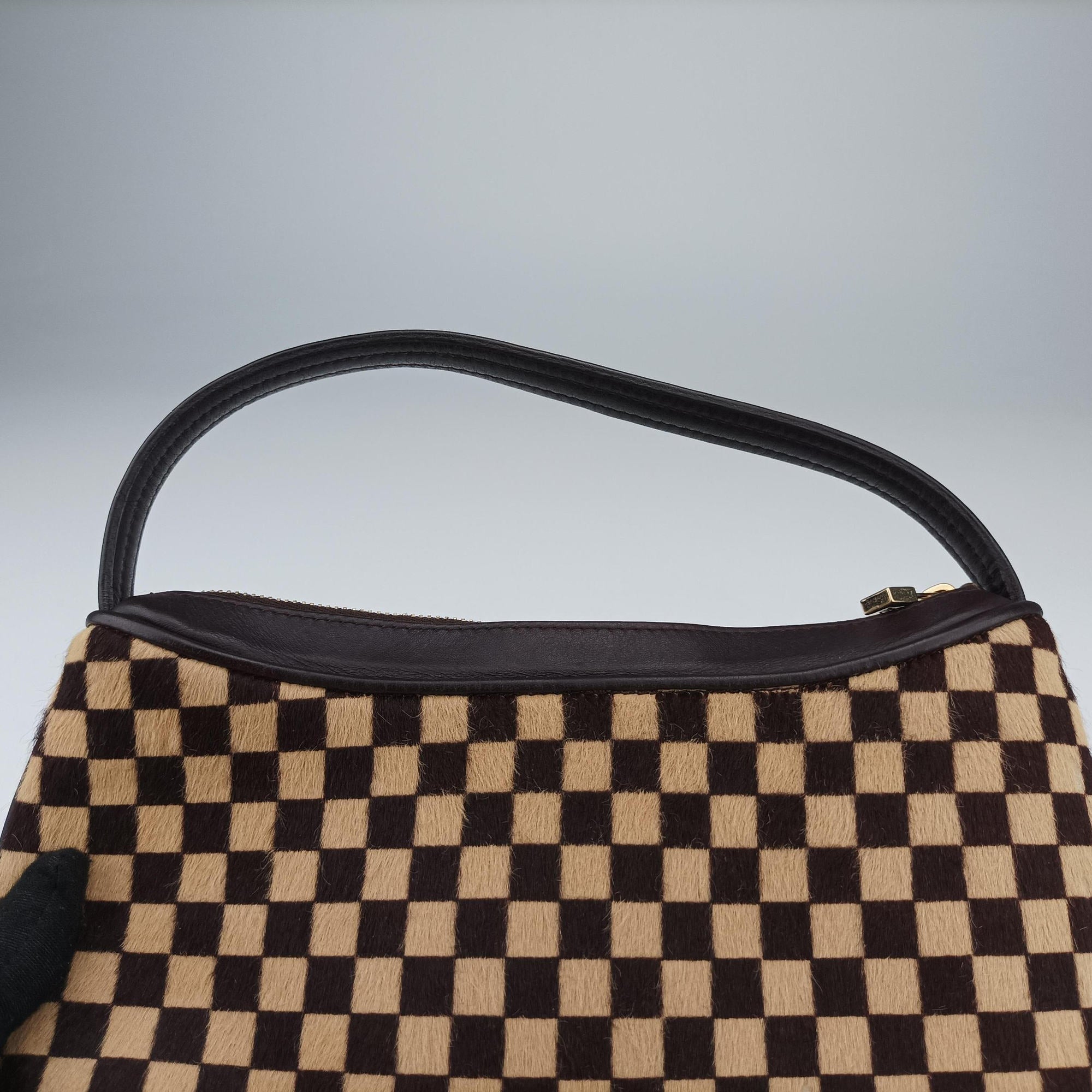 Pre-owned Louis Vuitton Damier Sauvage Brown×Beige Ponyhair M92132 handbag | stylenewstar