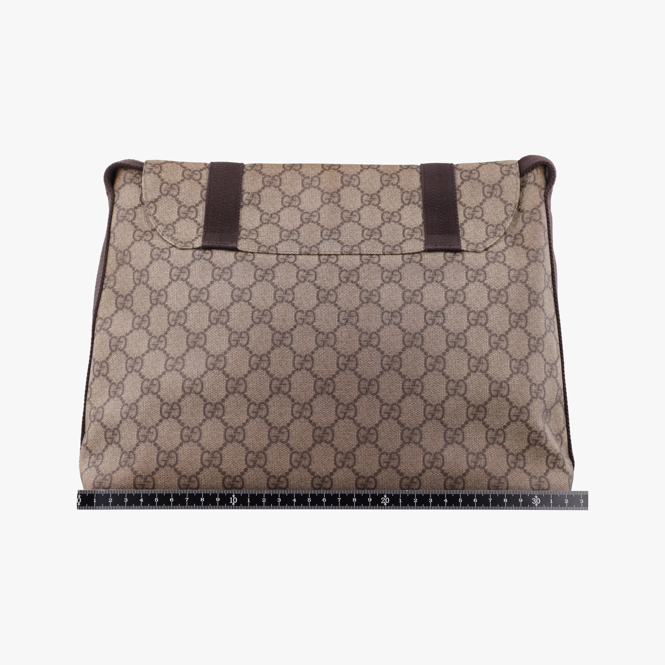 Pre-owned Gucci GG Supreme Double Buckle Beige × Dark Brown PVC coated canvas 122373 shoulderbag | stylenewstar