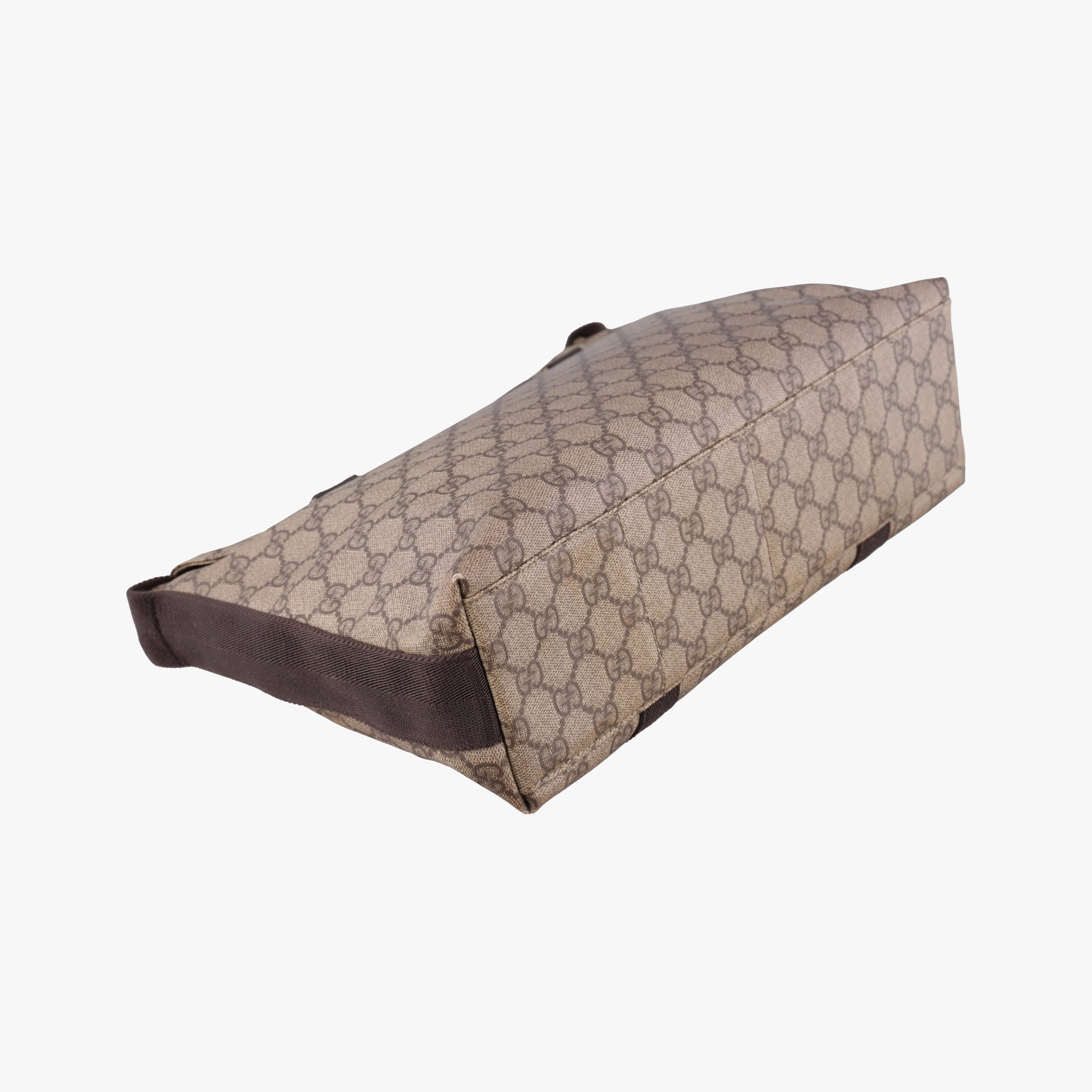 Pre-owned Gucci GG Supreme Double Buckle Beige × Dark Brown PVC coated canvas 122373 shoulderbag | stylenewstar