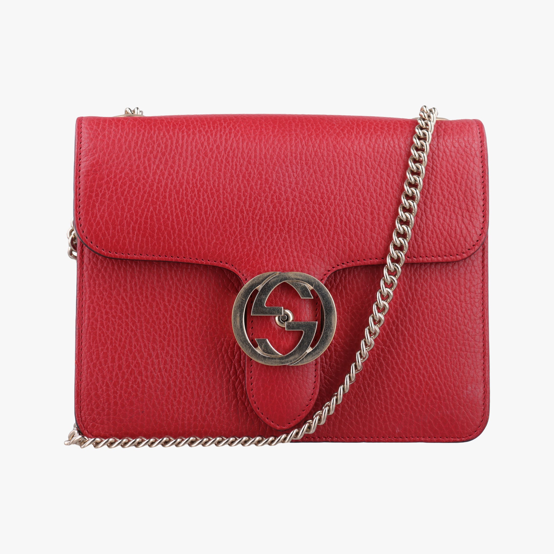 Pre-owned Gucci Interlocking G Red Leather 510304 shoulderbag | stylenewstar