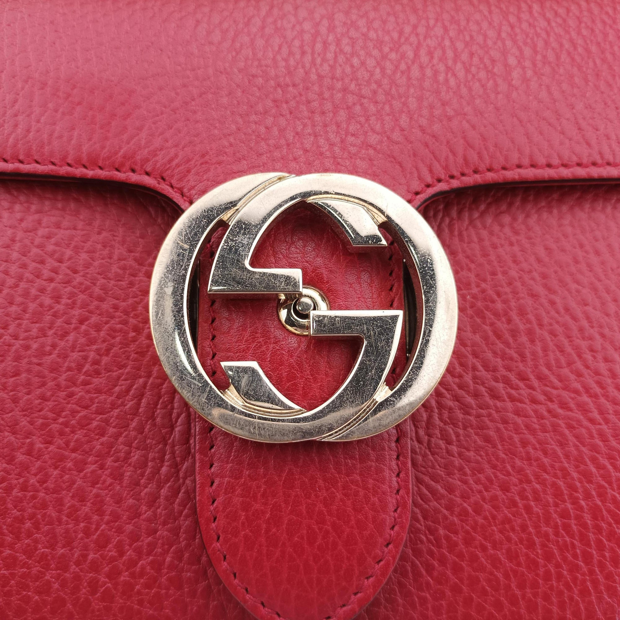 Pre-owned Gucci Interlocking G Red Leather 510304 shoulderbag | stylenewstar