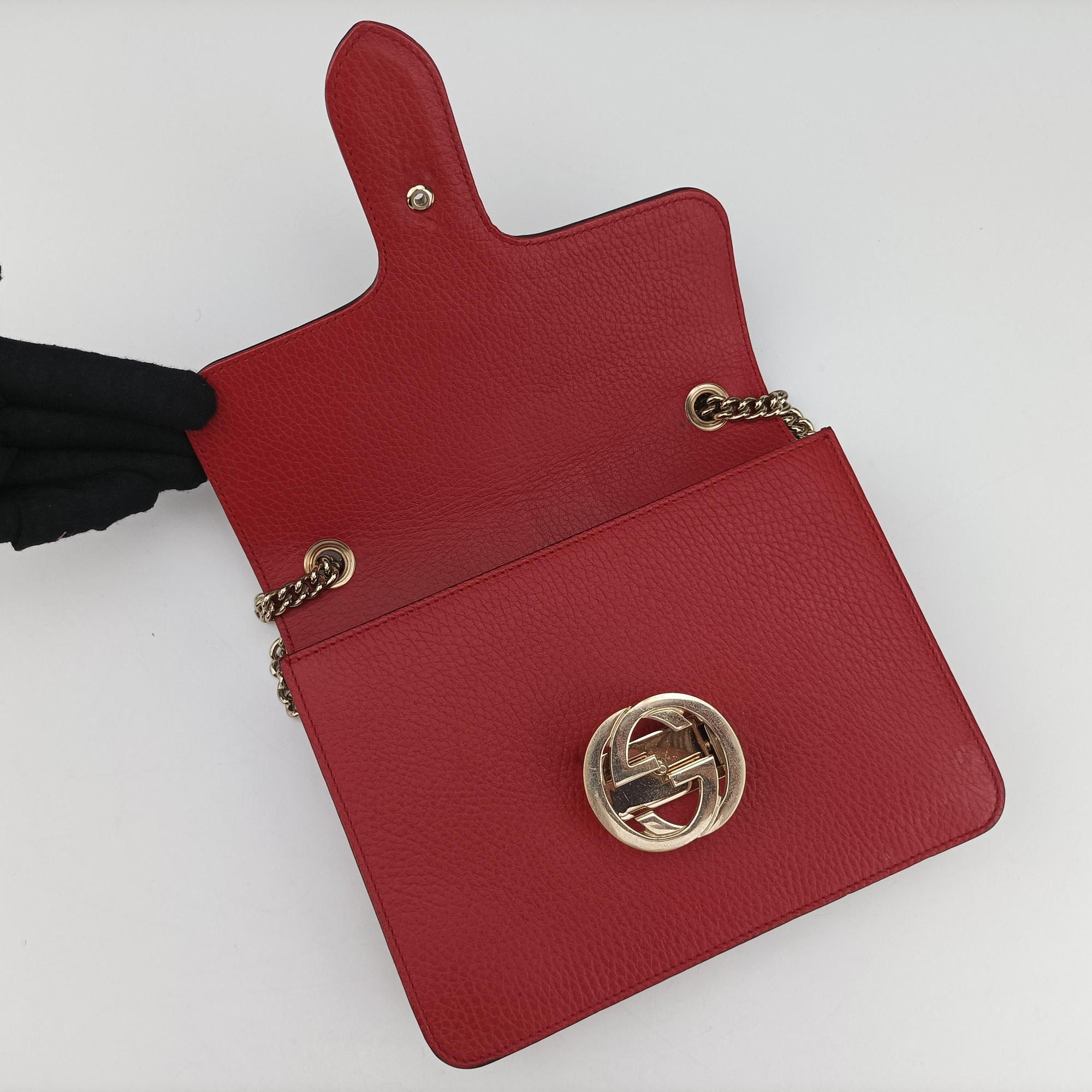 Pre-owned Gucci Interlocking G Red Leather 510304 shoulderbag | stylenewstar