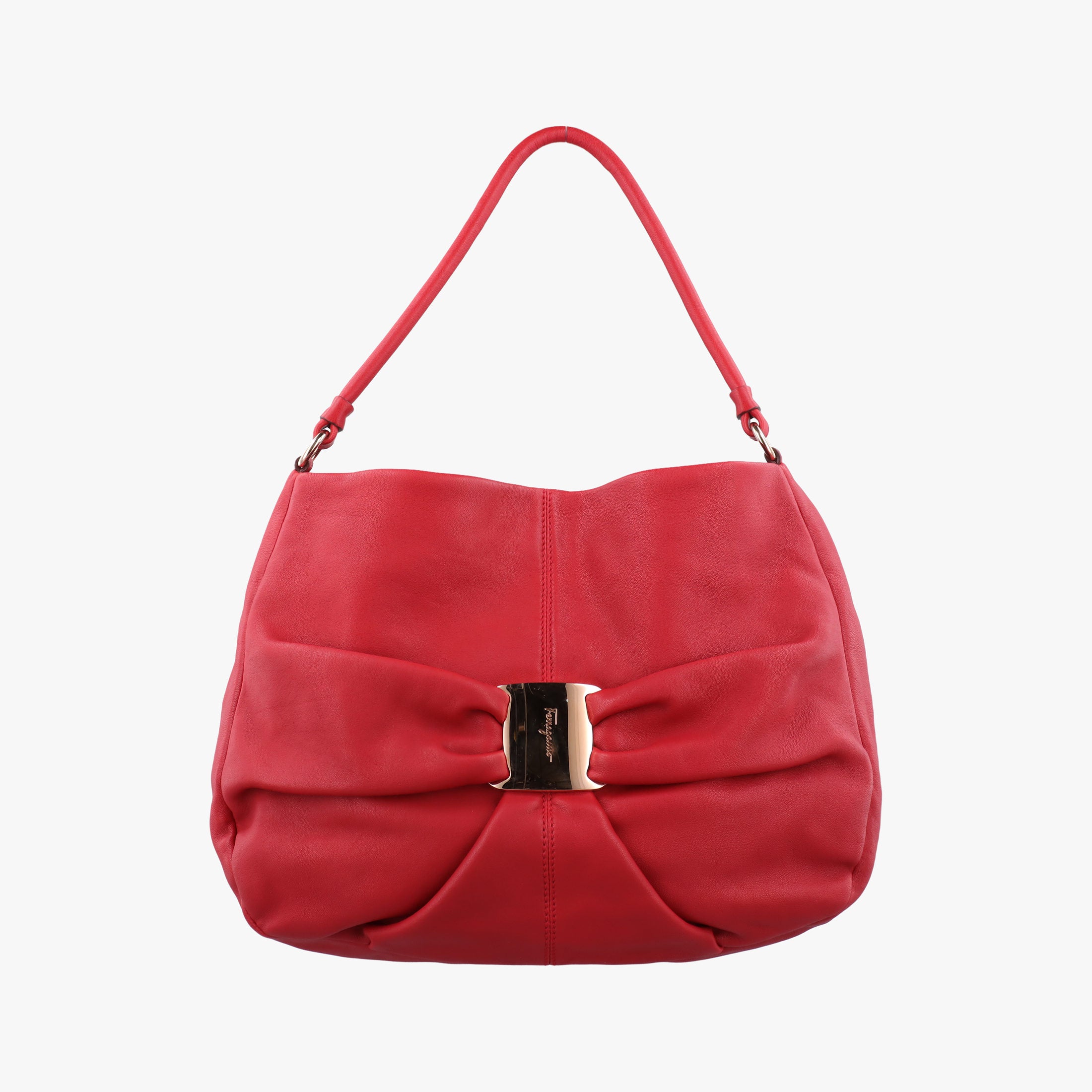 Pre-owned Ferragamo Vara Ribbon Red calfskin  shoulderbag | stylenewstar