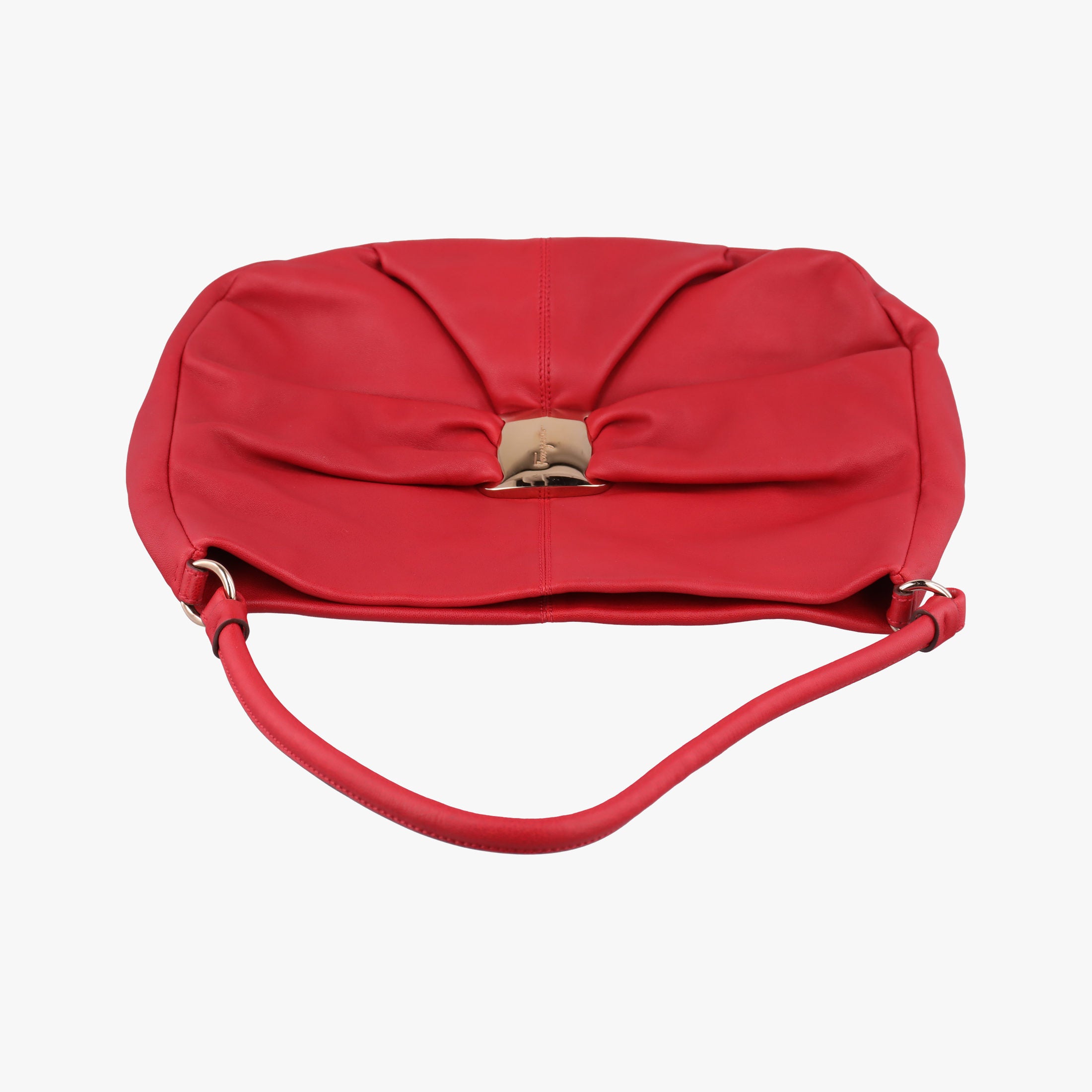 Pre-owned Ferragamo Vara Ribbon Red calfskin  shoulderbag | stylenewstar