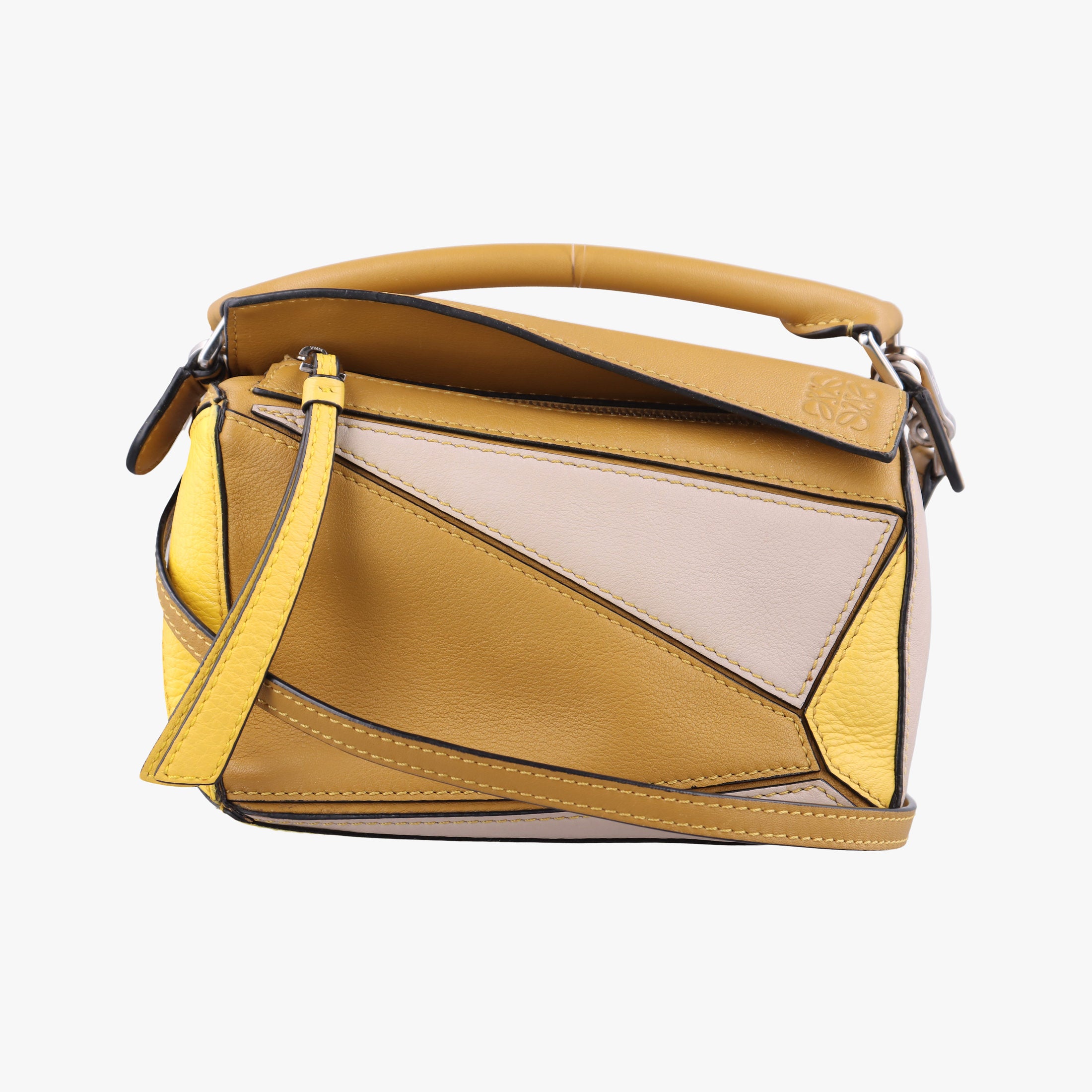 Pre-owned Loewe Puzzle　mini Beige × Khaki × Yellow Leather  shoulderbag | stylenewstar