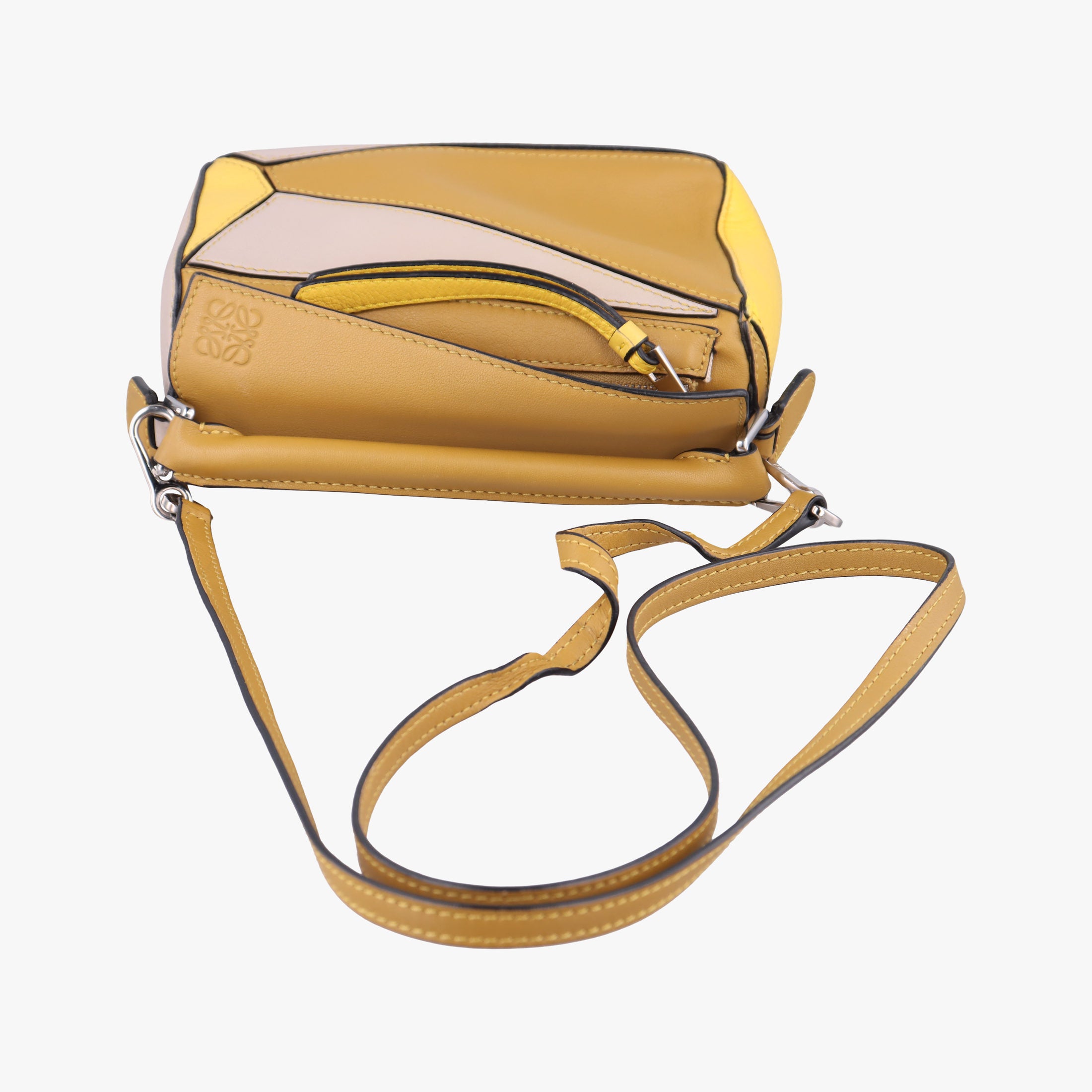 Pre-owned Loewe Puzzle　mini Beige × Khaki × Yellow Leather  shoulderbag | stylenewstar