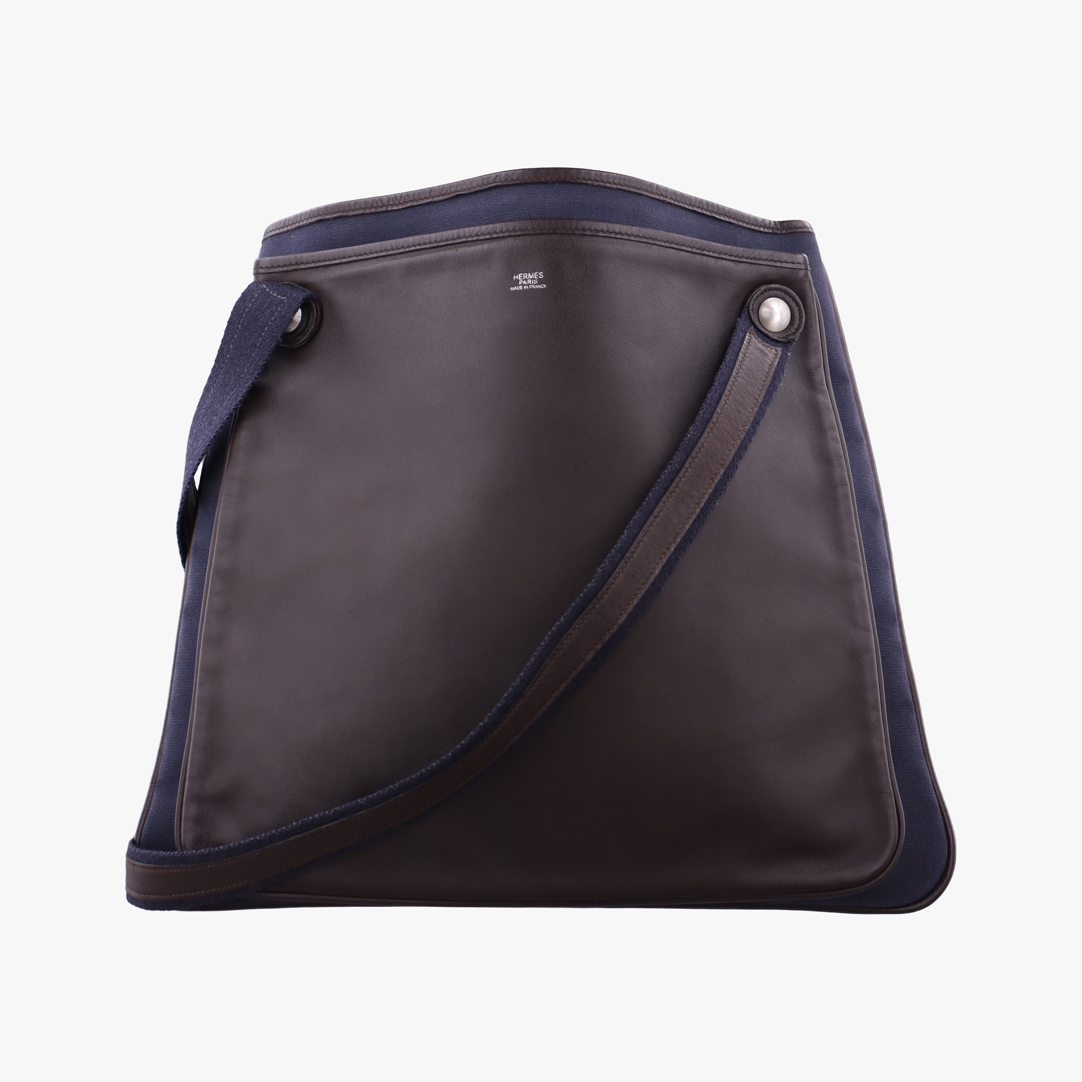 Pre-owned Hermes Mrs. Hippie Brown Toile Officier × Veau Swift   shoulderbag | stylenewstar