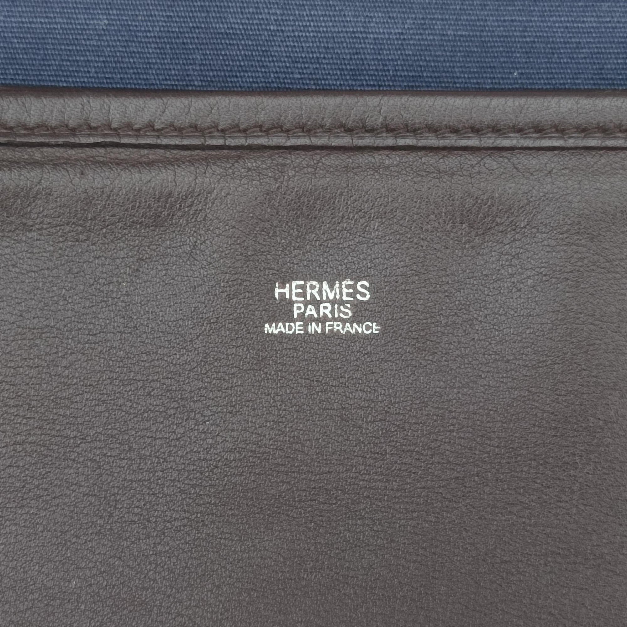 Pre-owned Hermes Mrs. Hippie Brown Toile Officier × Veau Swift   shoulderbag | stylenewstar