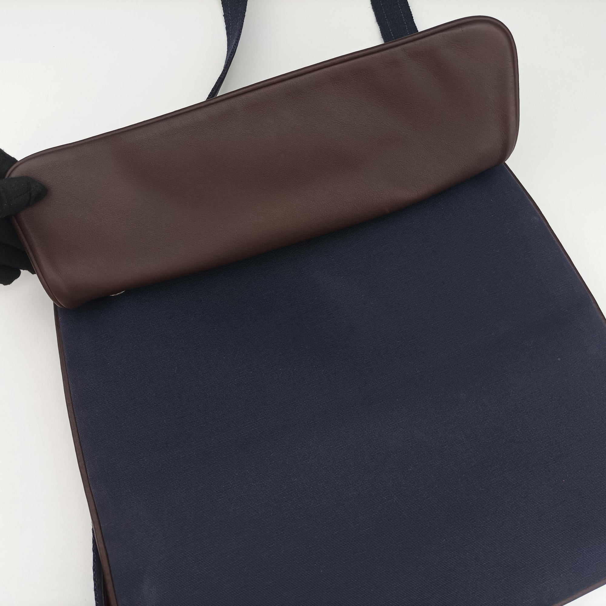 Pre-owned Hermes Mrs. Hippie Brown Toile Officier × Veau Swift   shoulderbag | stylenewstar