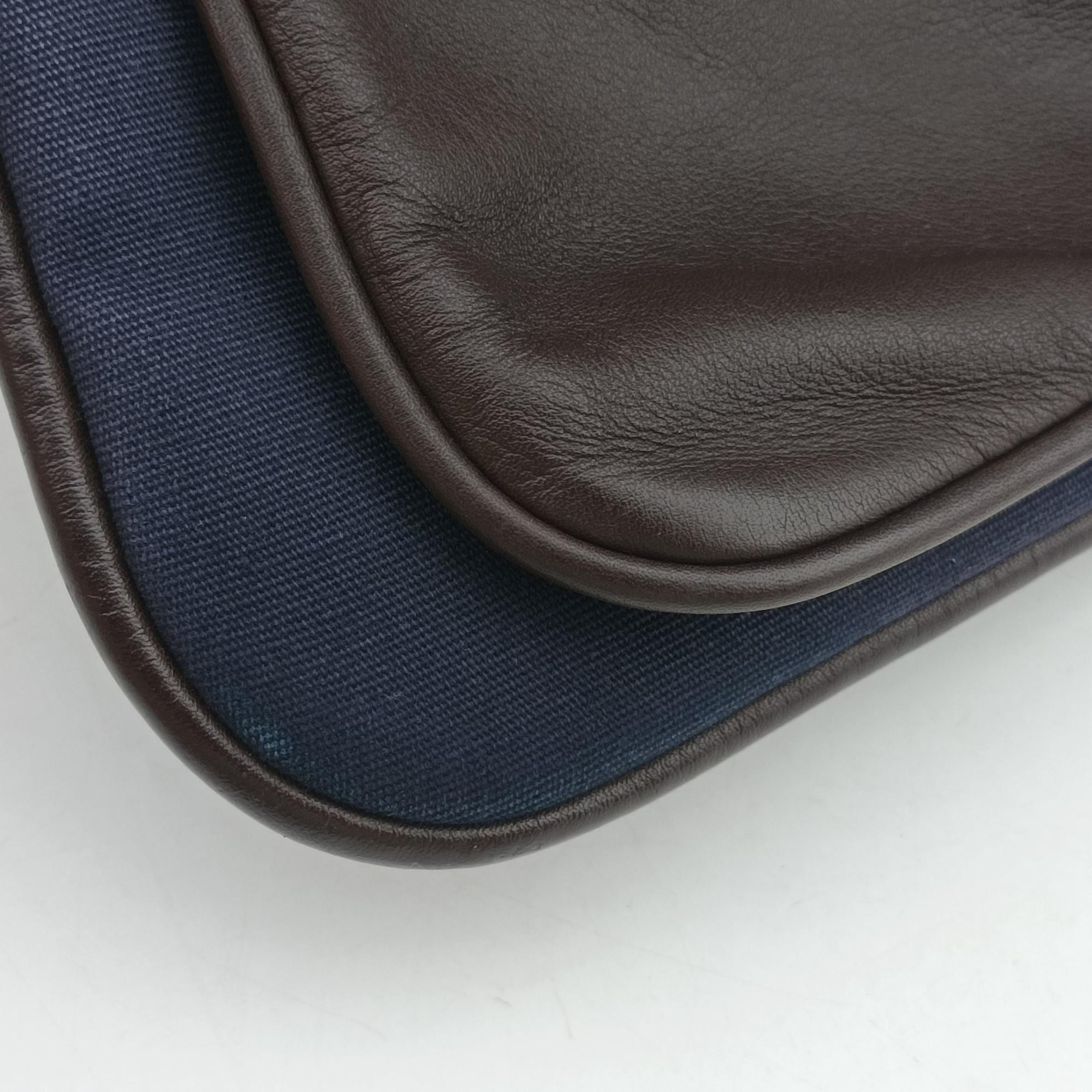 Pre-owned Hermes Mrs. Hippie Brown Toile Officier × Veau Swift   shoulderbag | stylenewstar