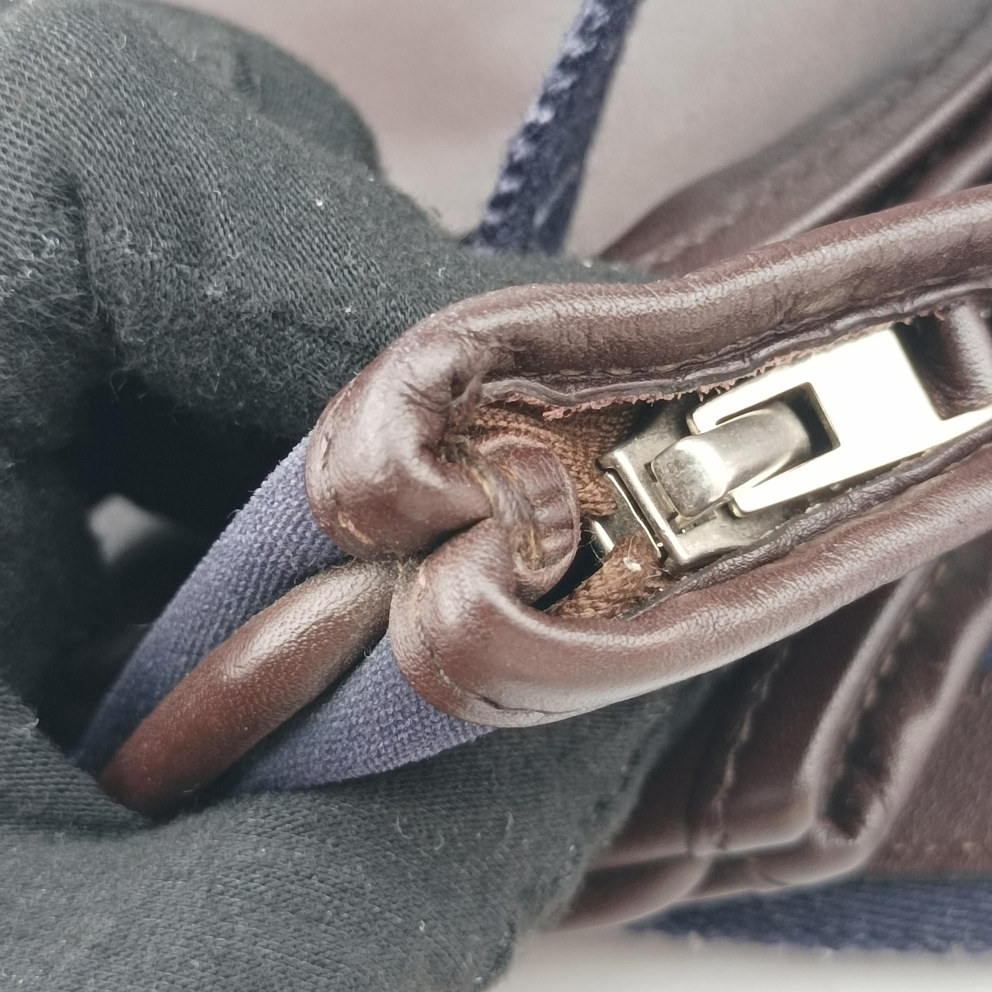 Pre-owned Hermes Mrs. Hippie Brown Toile Officier × Veau Swift   shoulderbag | stylenewstar