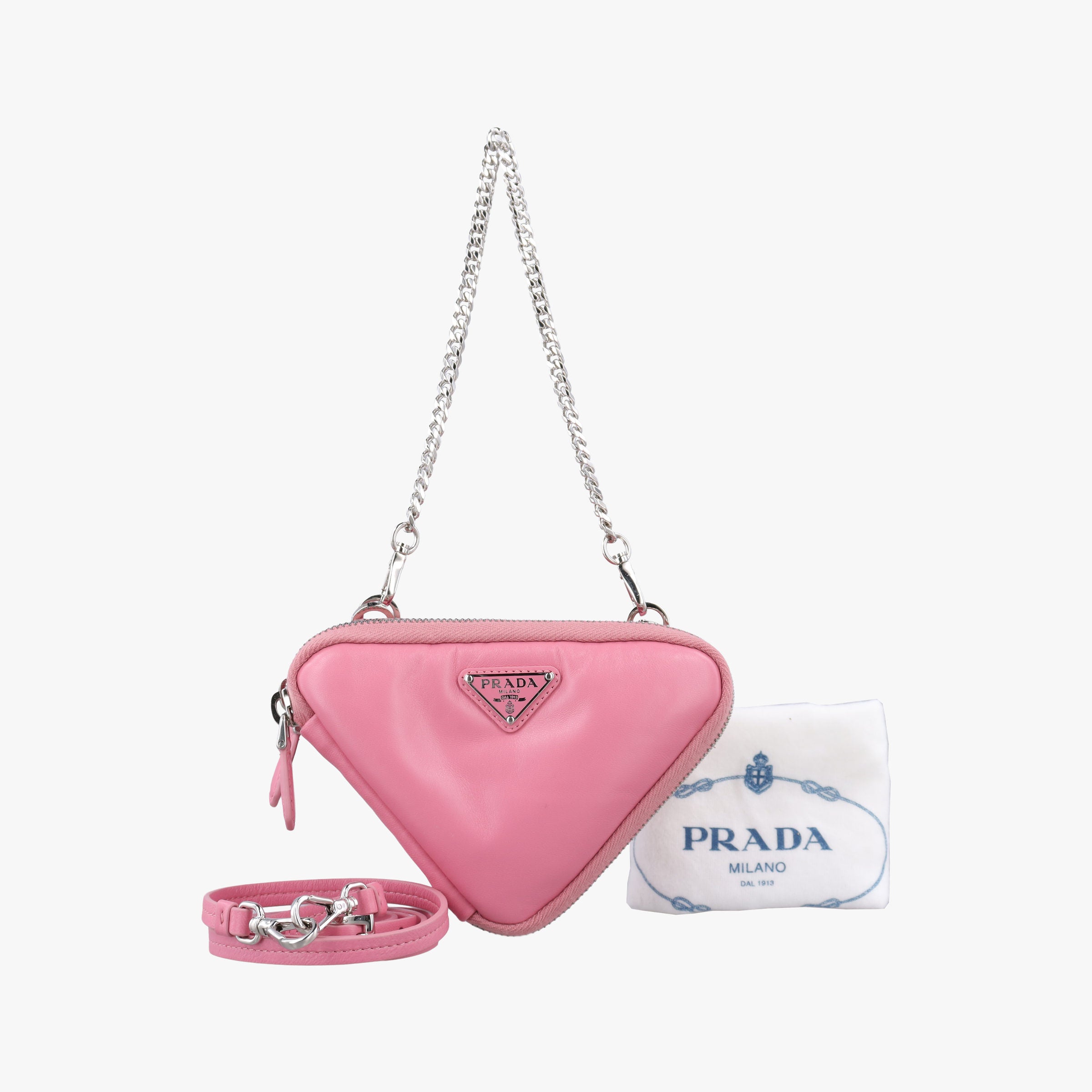 Pre-owned Prada Triangle mini Pink Leather 1NR015 shoulderbag | stylenewstar