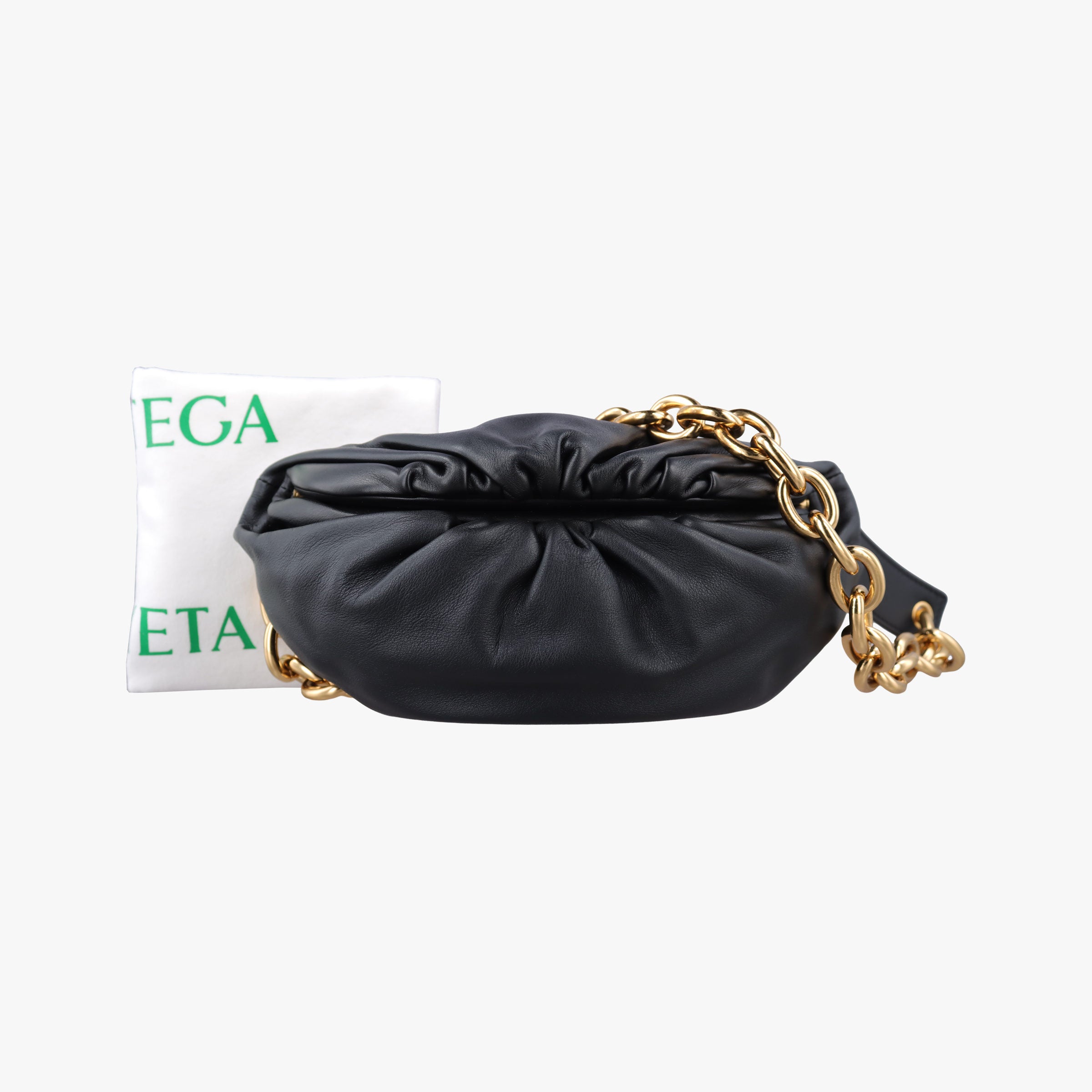 Vintage Bottega Veneta The Chain Pouch Black Lambskin  shoulderbag | stylenewstar