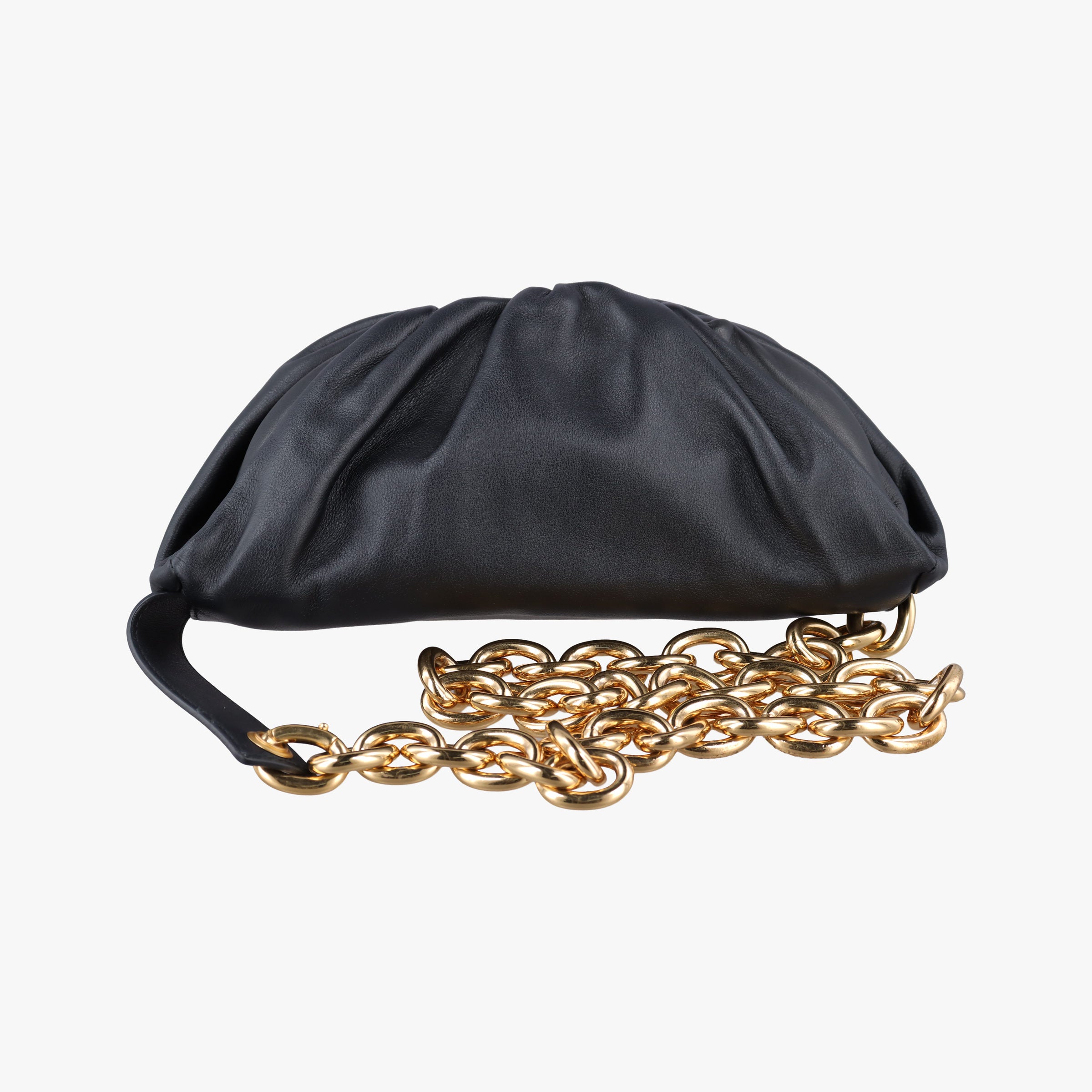 Vintage Bottega Veneta The Chain Pouch Black Lambskin  shoulderbag | stylenewstar