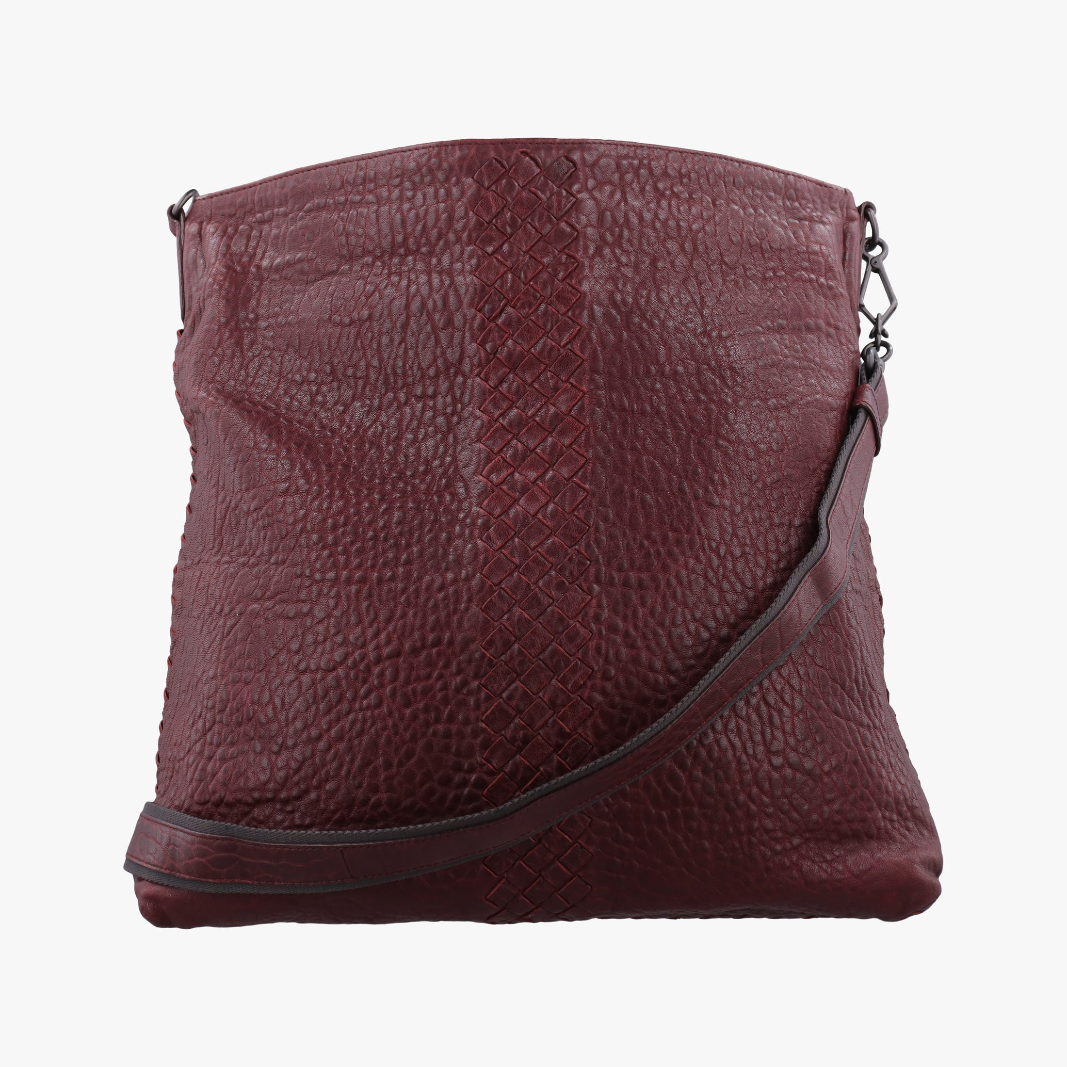 Pre-owned Bottega Veneta Intrecciato Burgundy Leather  shoulderbag | stylenewstar
