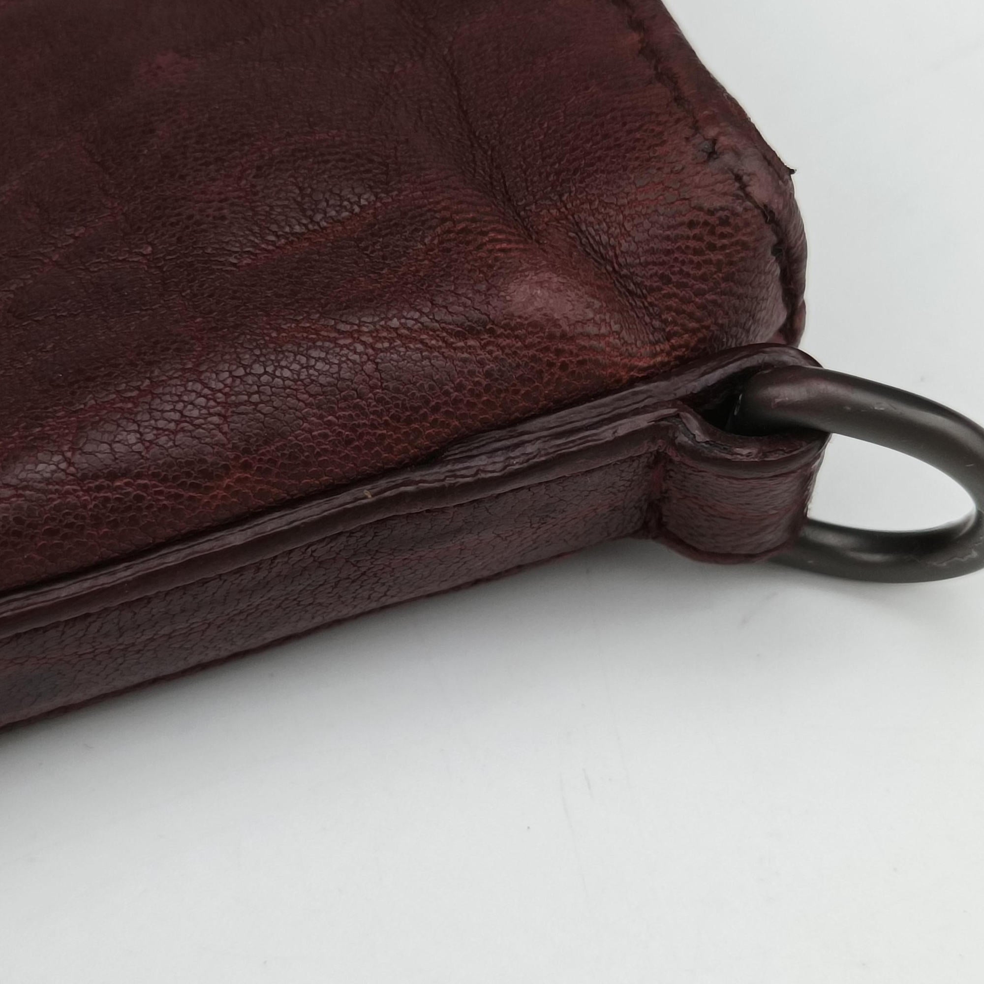 Pre-owned Bottega Veneta Intrecciato Burgundy Leather  shoulderbag | stylenewstar