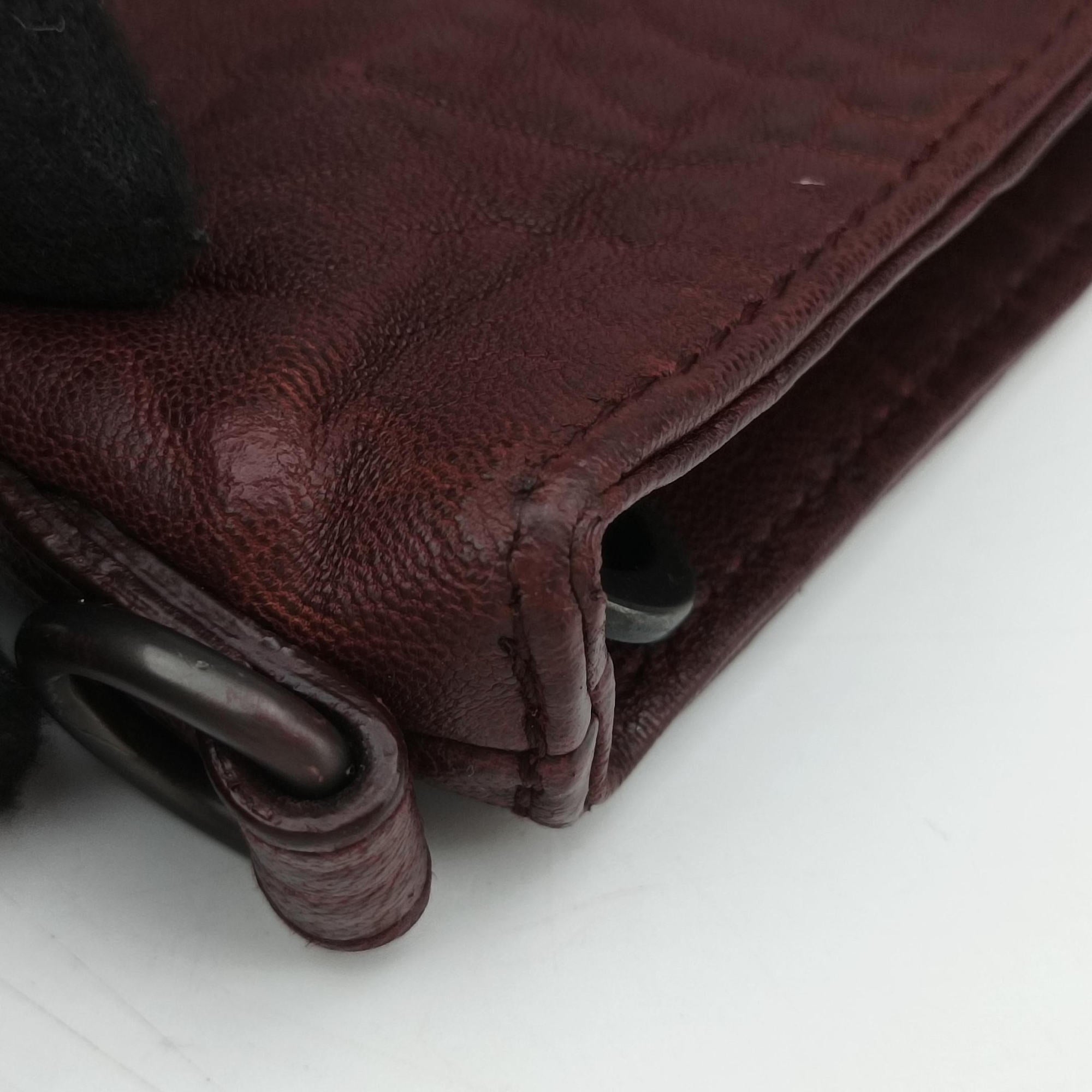 Pre-owned Bottega Veneta Intrecciato Burgundy Leather  shoulderbag | stylenewstar