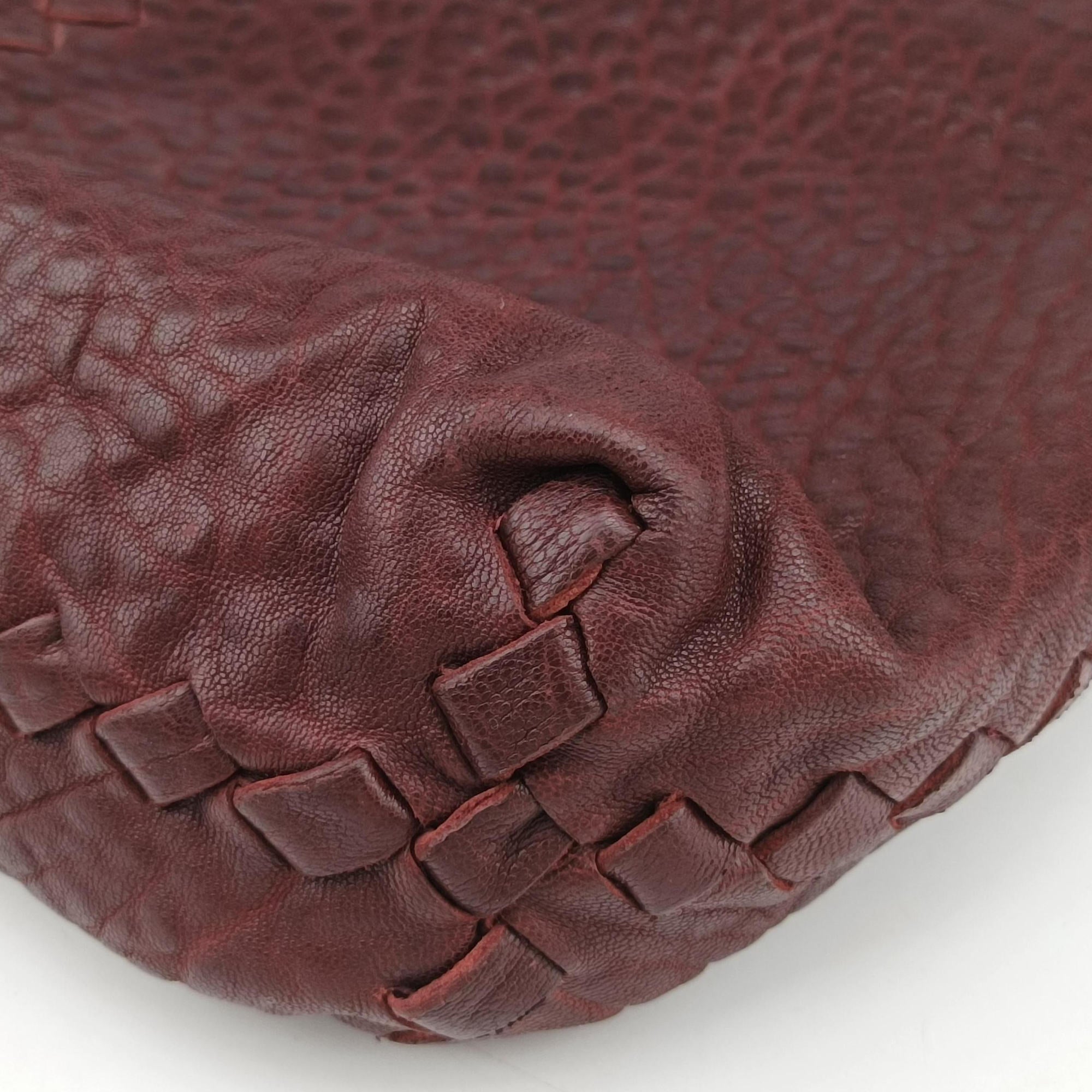 Pre-owned Bottega Veneta Intrecciato Burgundy Leather  shoulderbag | stylenewstar