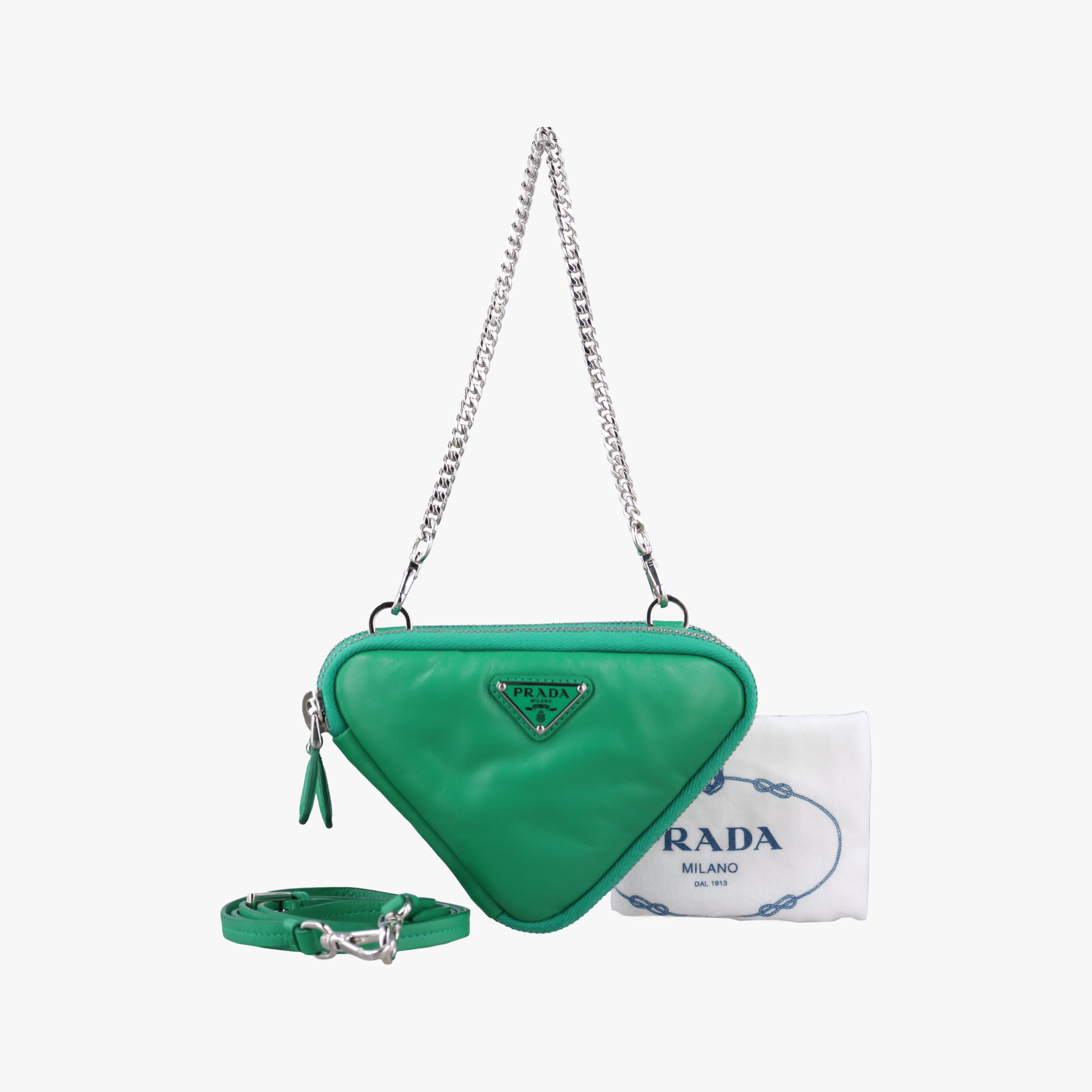 Secondhand Prada triangle mini Green Leather 1NR015 shoulderbag | stylenewstar