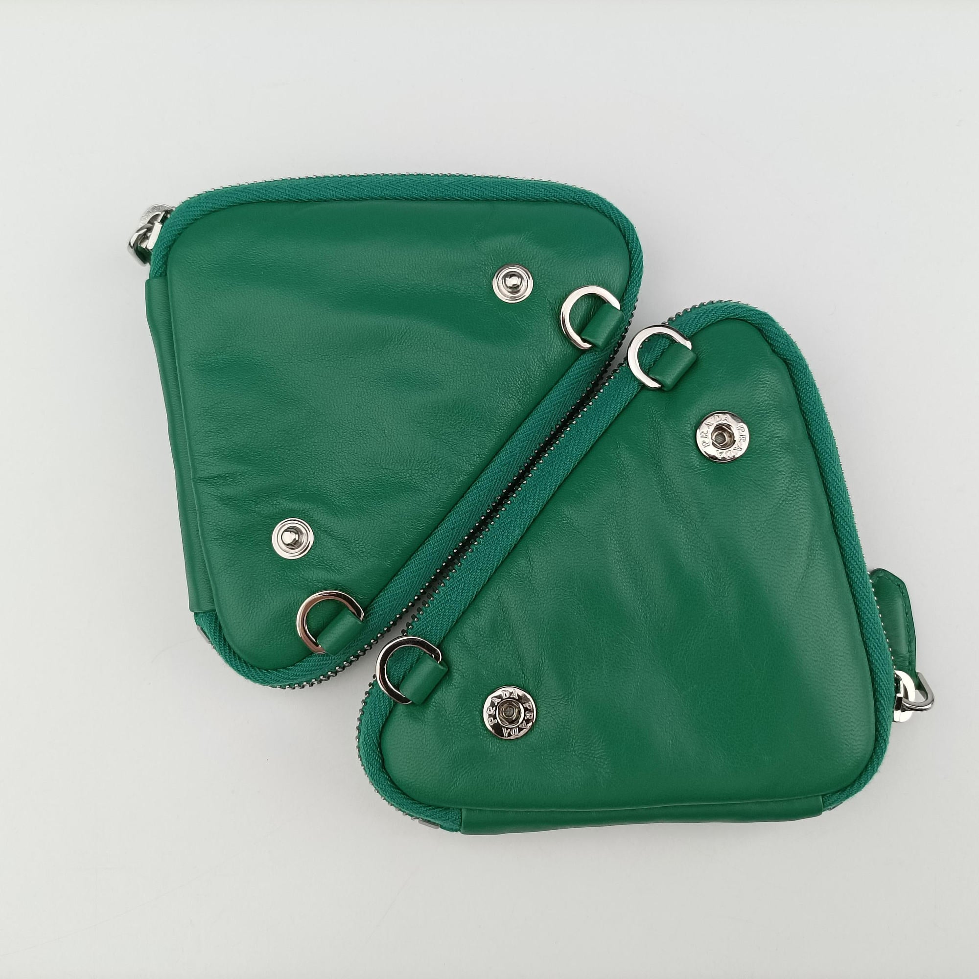 Secondhand Prada triangle mini Green Leather 1NR015 shoulderbag | stylenewstar