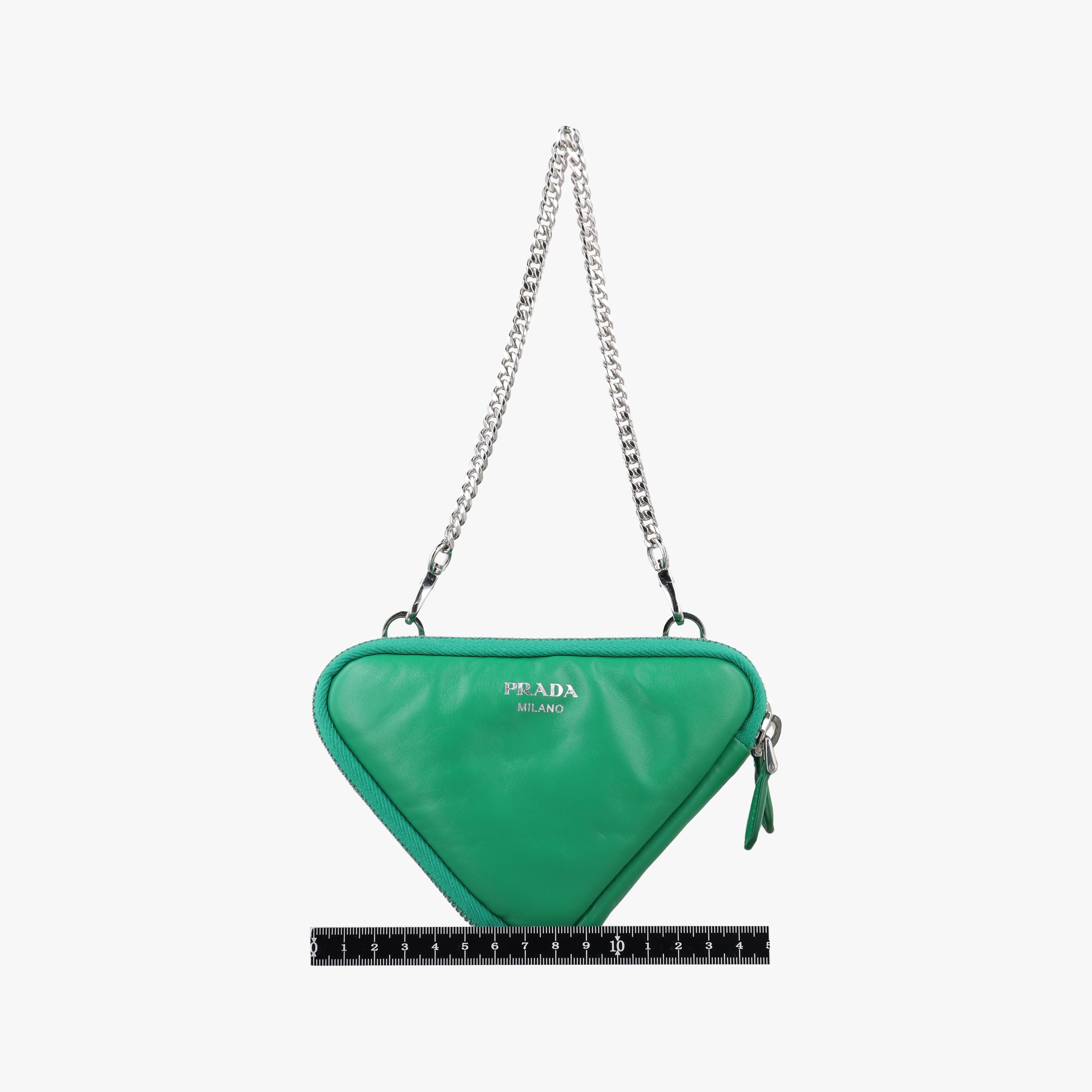 Secondhand Prada triangle mini Green Leather 1NR015 shoulderbag | stylenewstar