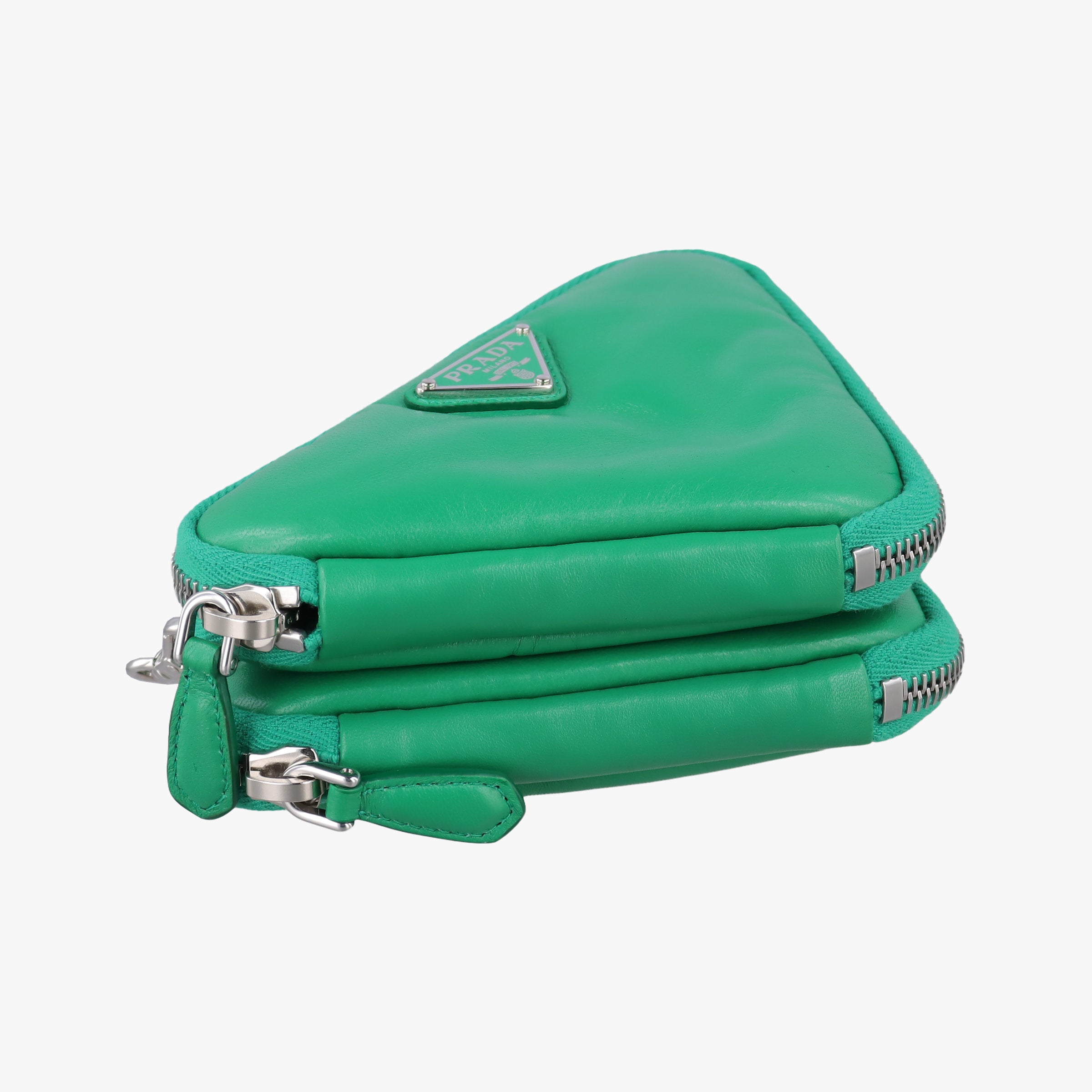 Secondhand Prada triangle mini Green Leather 1NR015 shoulderbag | stylenewstar