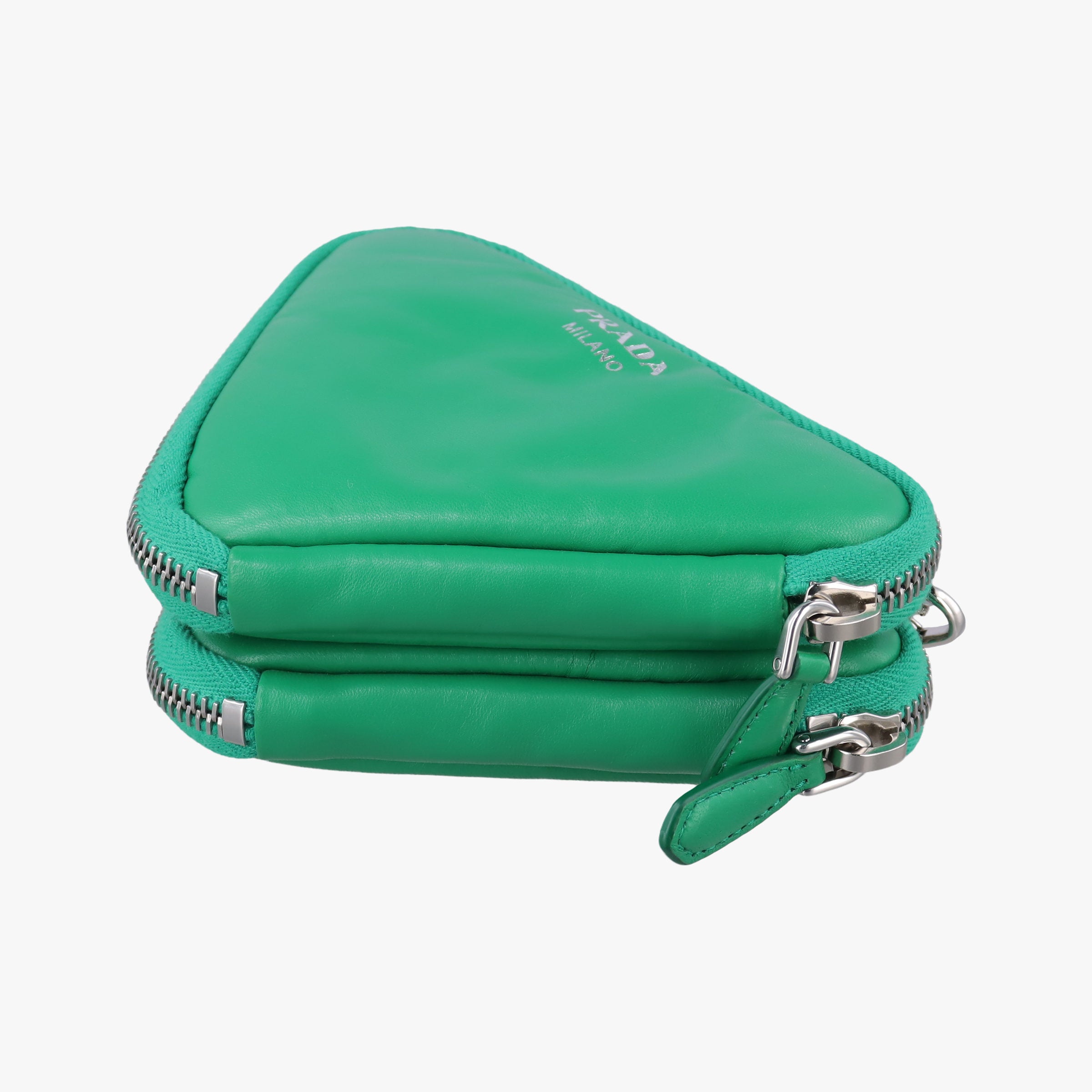 Secondhand Prada triangle mini Green Leather 1NR015 shoulderbag | stylenewstar