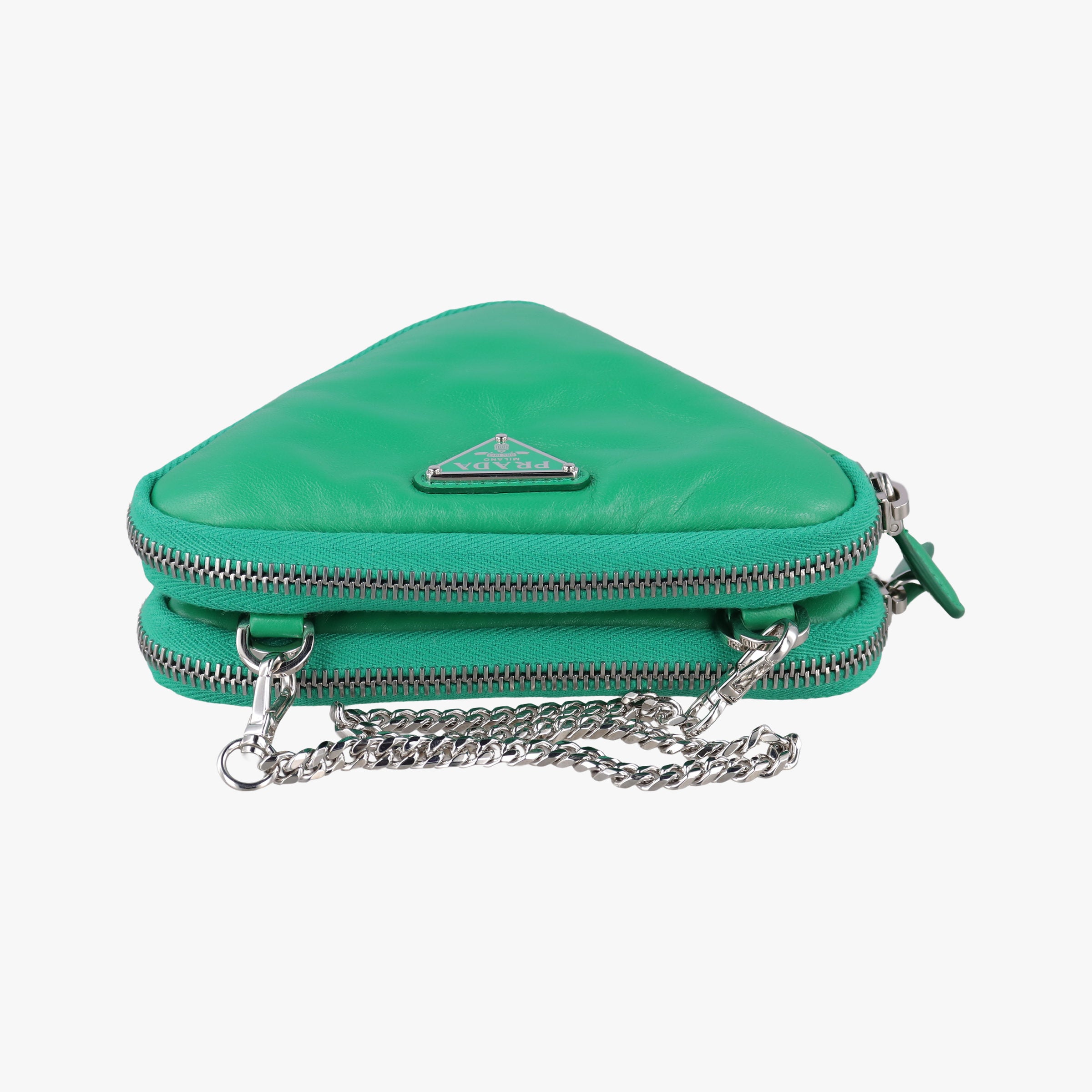 Secondhand Prada triangle mini Green Leather 1NR015 shoulderbag | stylenewstar