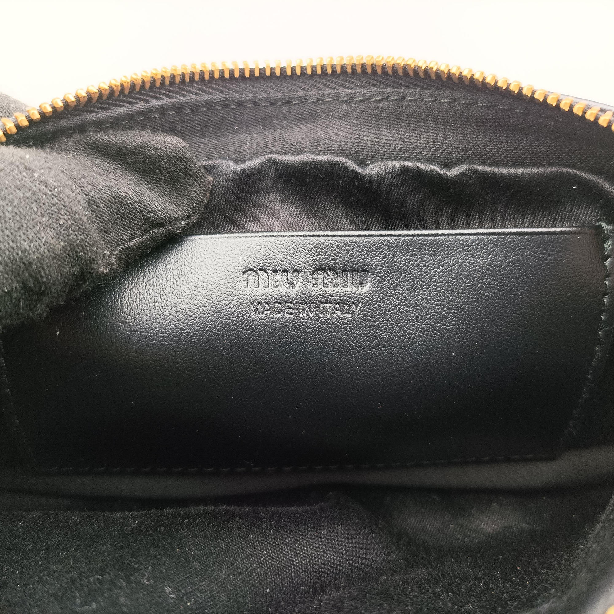 Pre-owned Miu Miu logo Black leather  bum bag/waist bag | stylenewstar