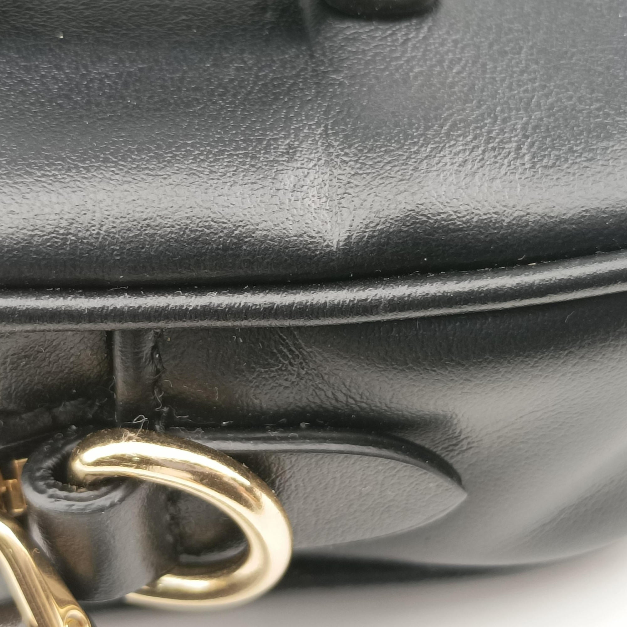 Pre-owned Miu Miu logo Black leather  bum bag/waist bag | stylenewstar