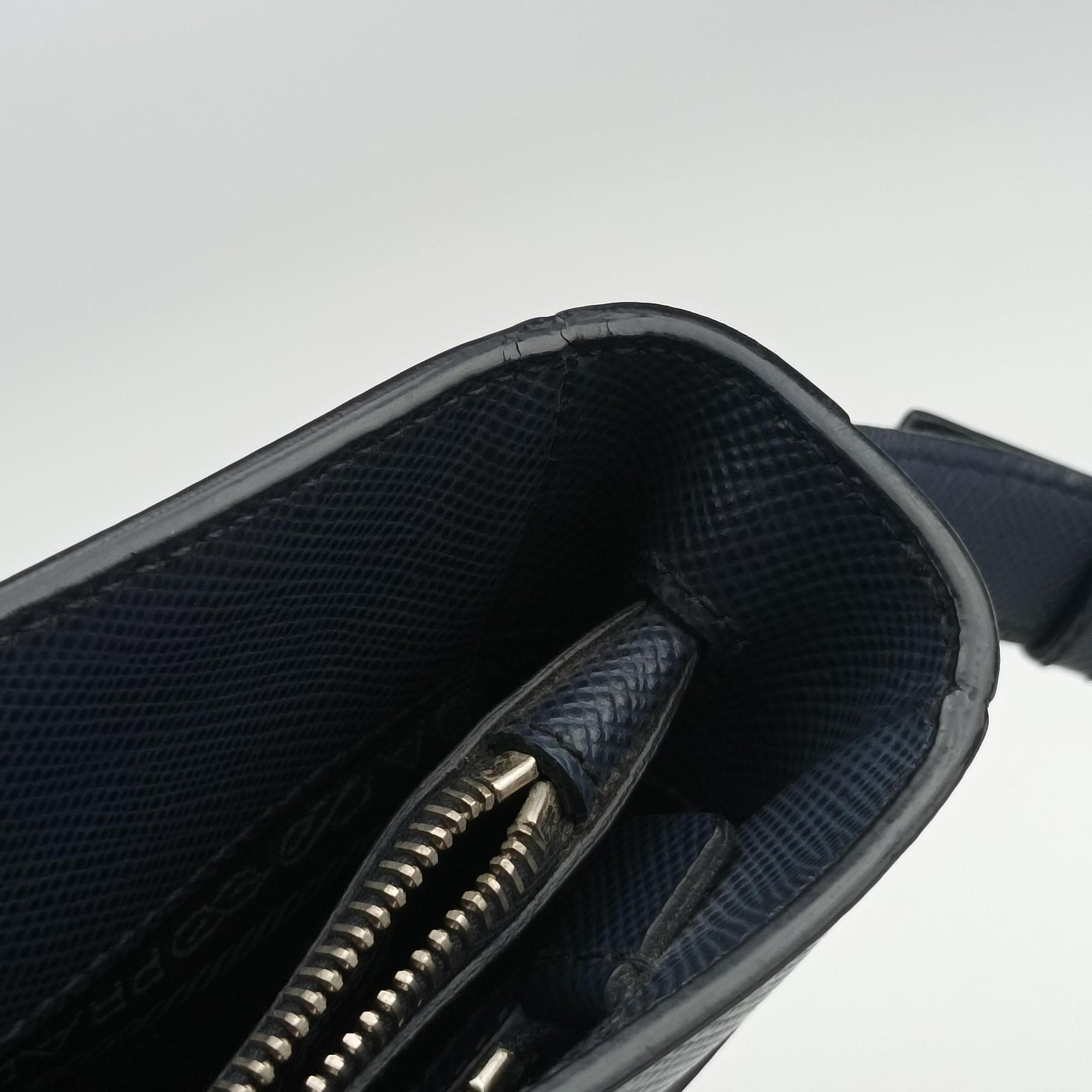 Vintage Prada Stripe Navy × Blue × Gray Saffiano Leather  shoulderbag | stylenewstar