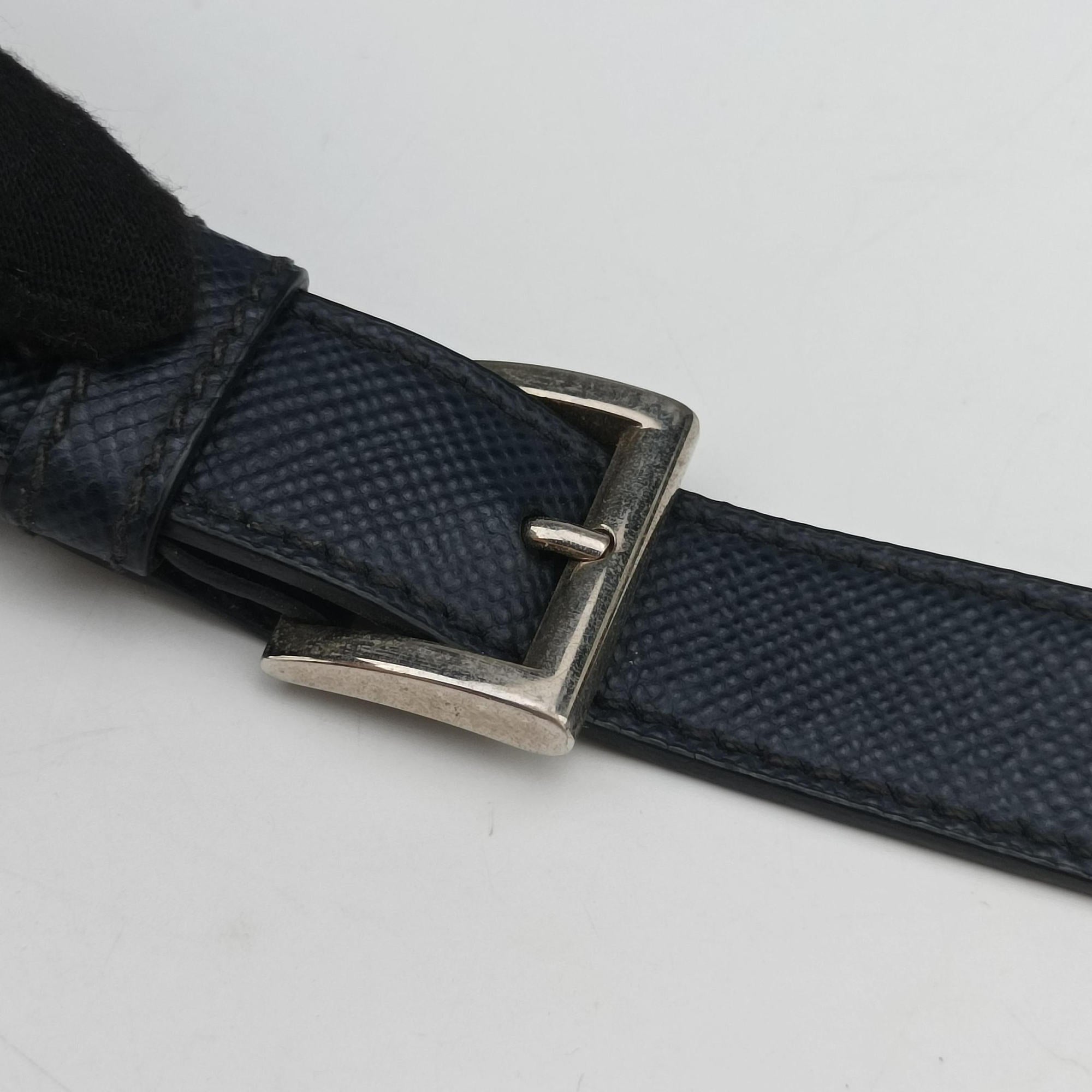 Vintage Prada Stripe Navy × Blue × Gray Saffiano Leather  shoulderbag | stylenewstar